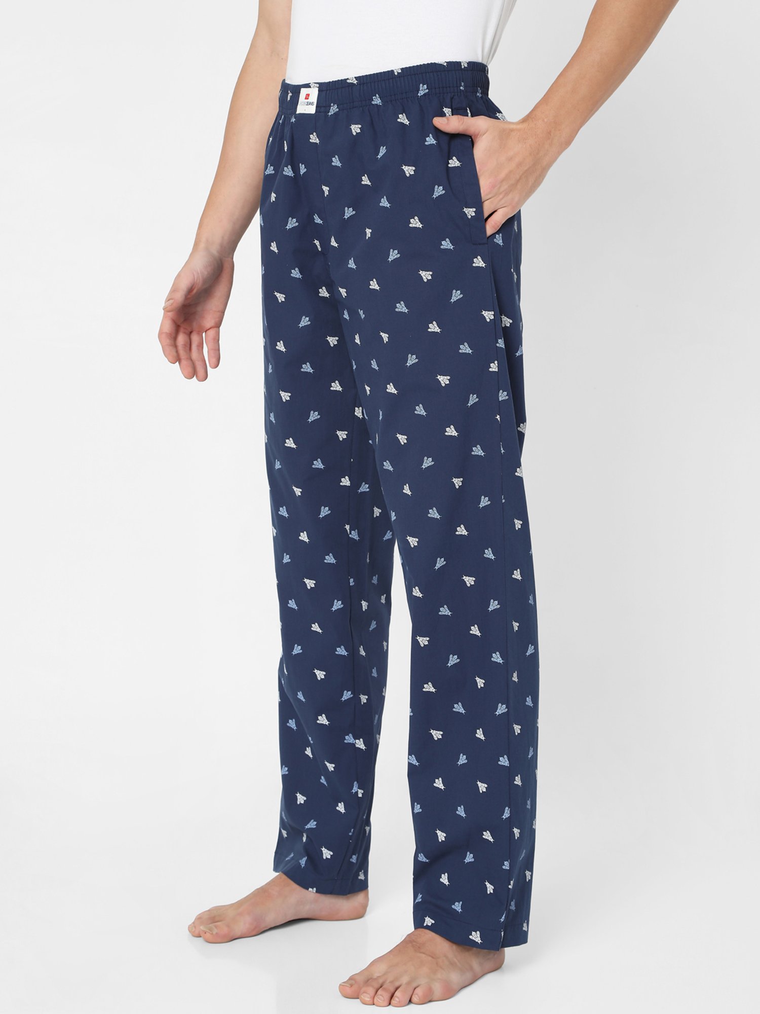 UnderJeans by Spykar Navy Printed Pyjamas