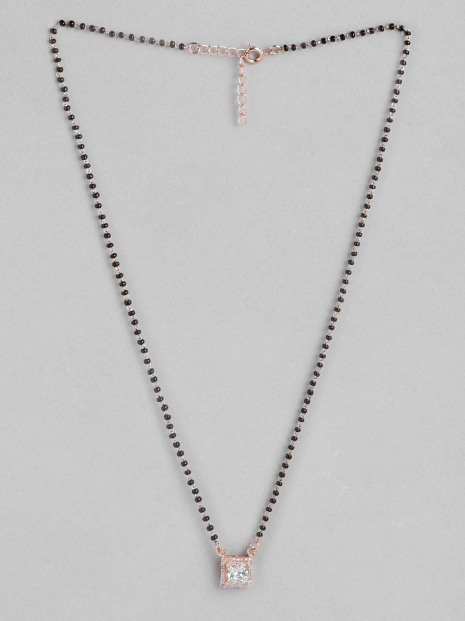 Zavya 925 Silver Gleaming Vows Rose Gold CZ Mangalsutra for Women