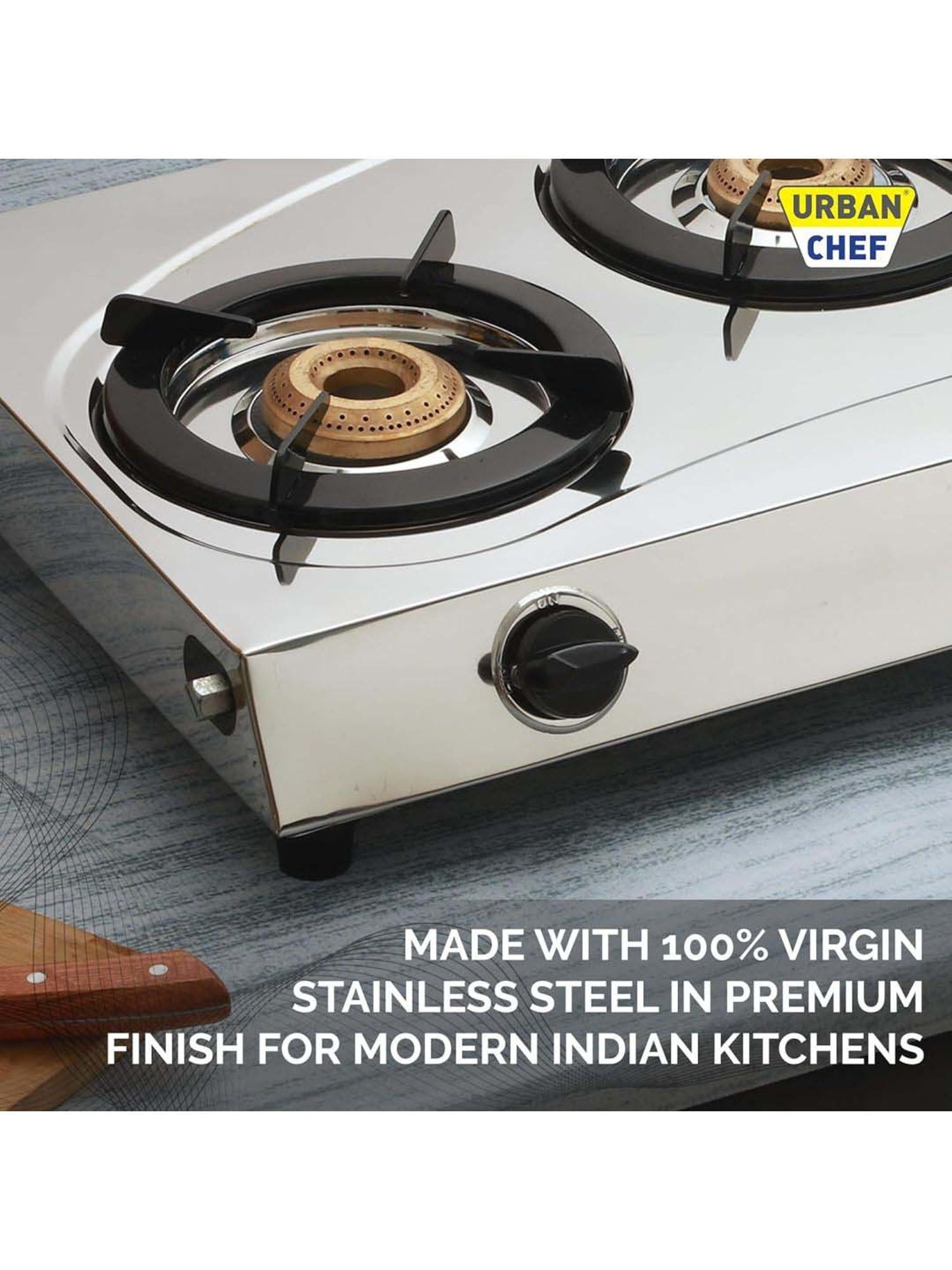 Urban Chef Gas Stove with 3 Burners ( Silver/Black )