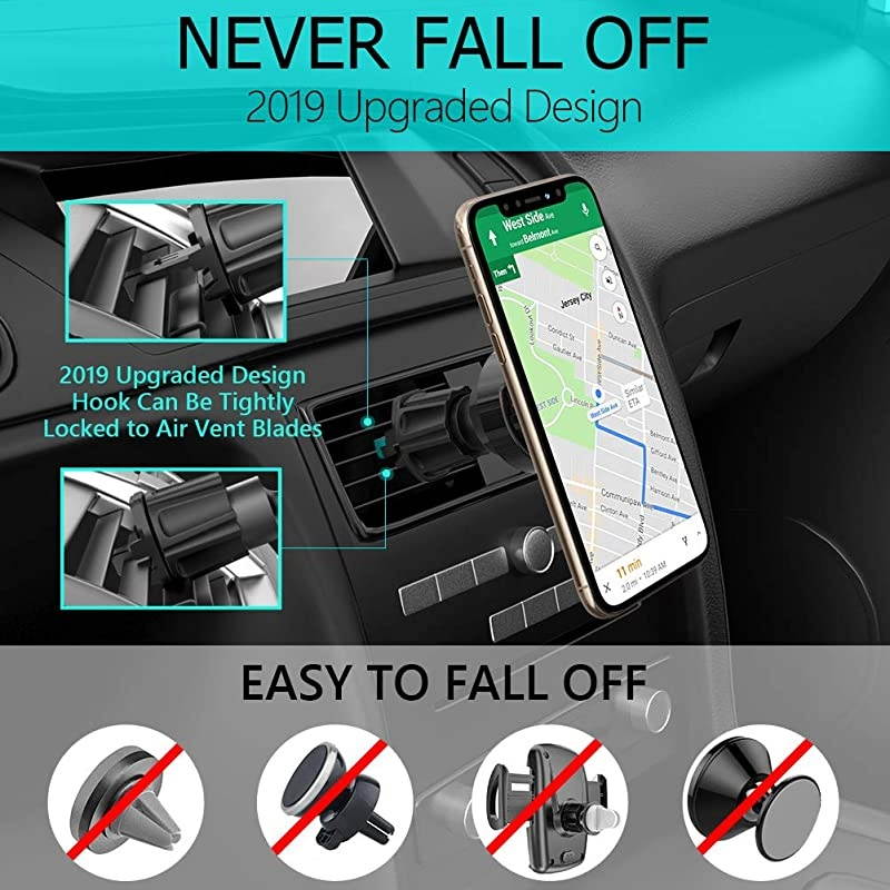 Clip Car Phone Mount  Upgrade 2 in 1 Magnetic Air Vent Phone Holder for Car Designed for Cell Phone Compatible with iPhone X Xs Max XR 8 Plus 7 Plus Galaxy S20 S10 S9 Google