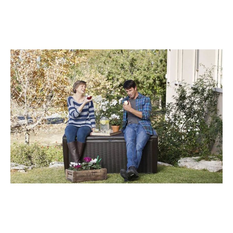 Resin Wicker Deck Box 73 Gallon - Brown - Suncast