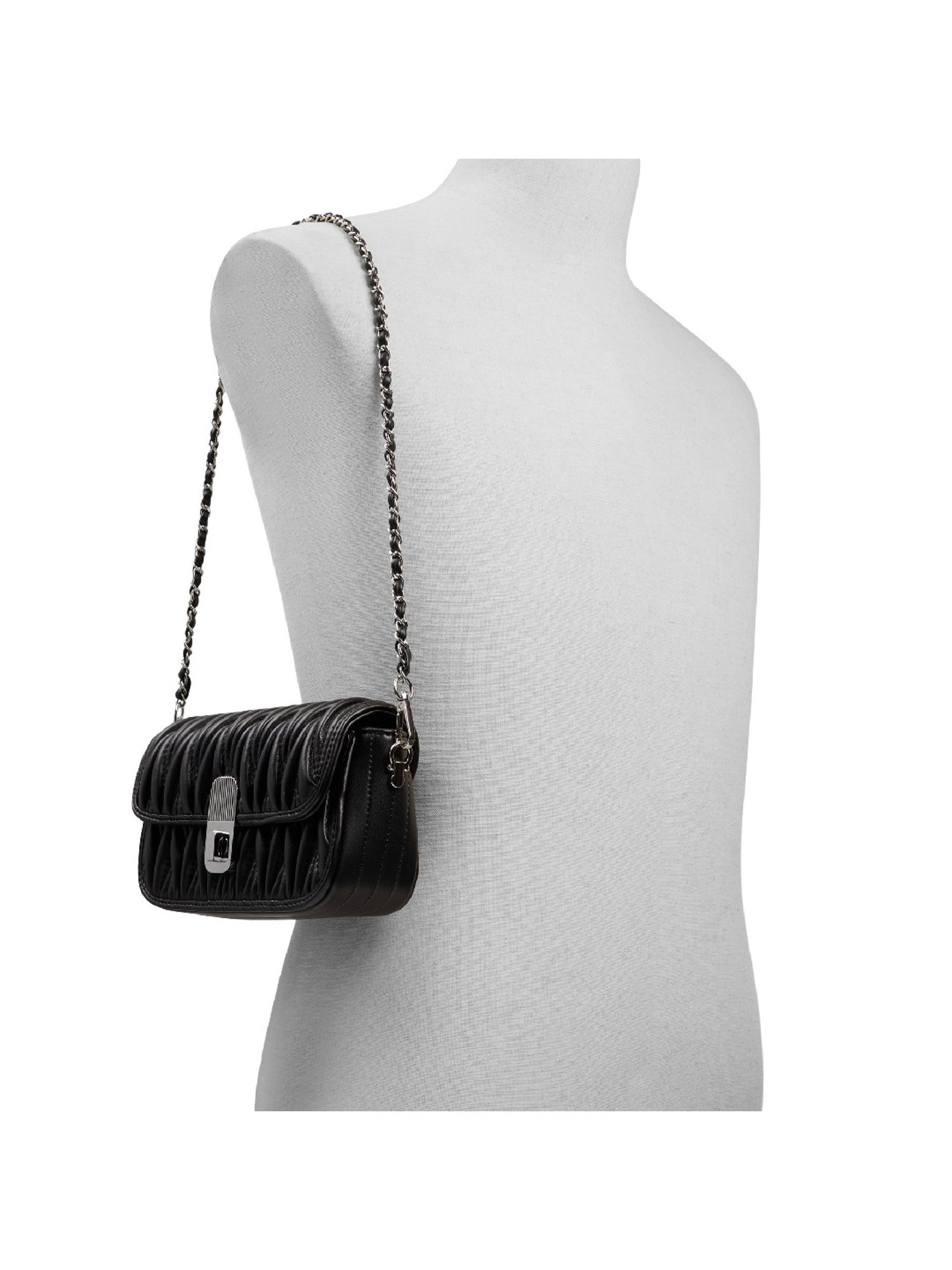 Call It Spring Black Textured Small Sling Handbag