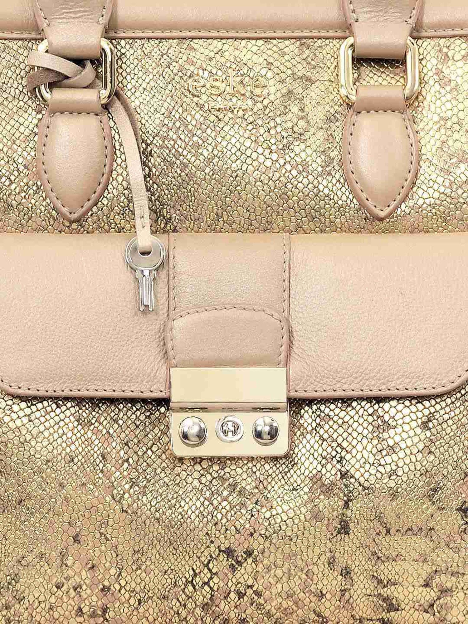 Eske Lucie Beige Animal Effect Medium Handbag