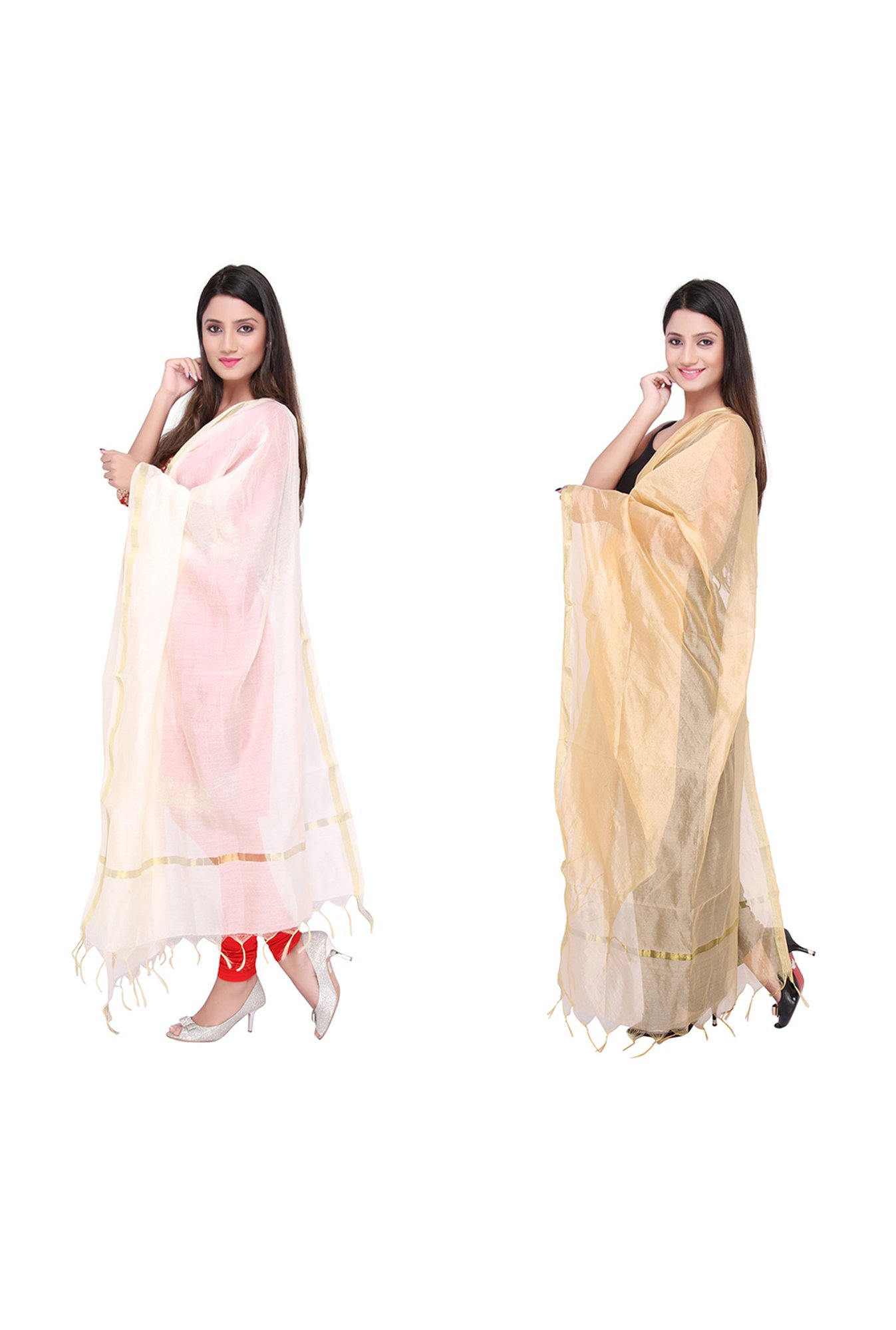 Dupatta Bazaar Multicolored Dupatta - Pack of 2