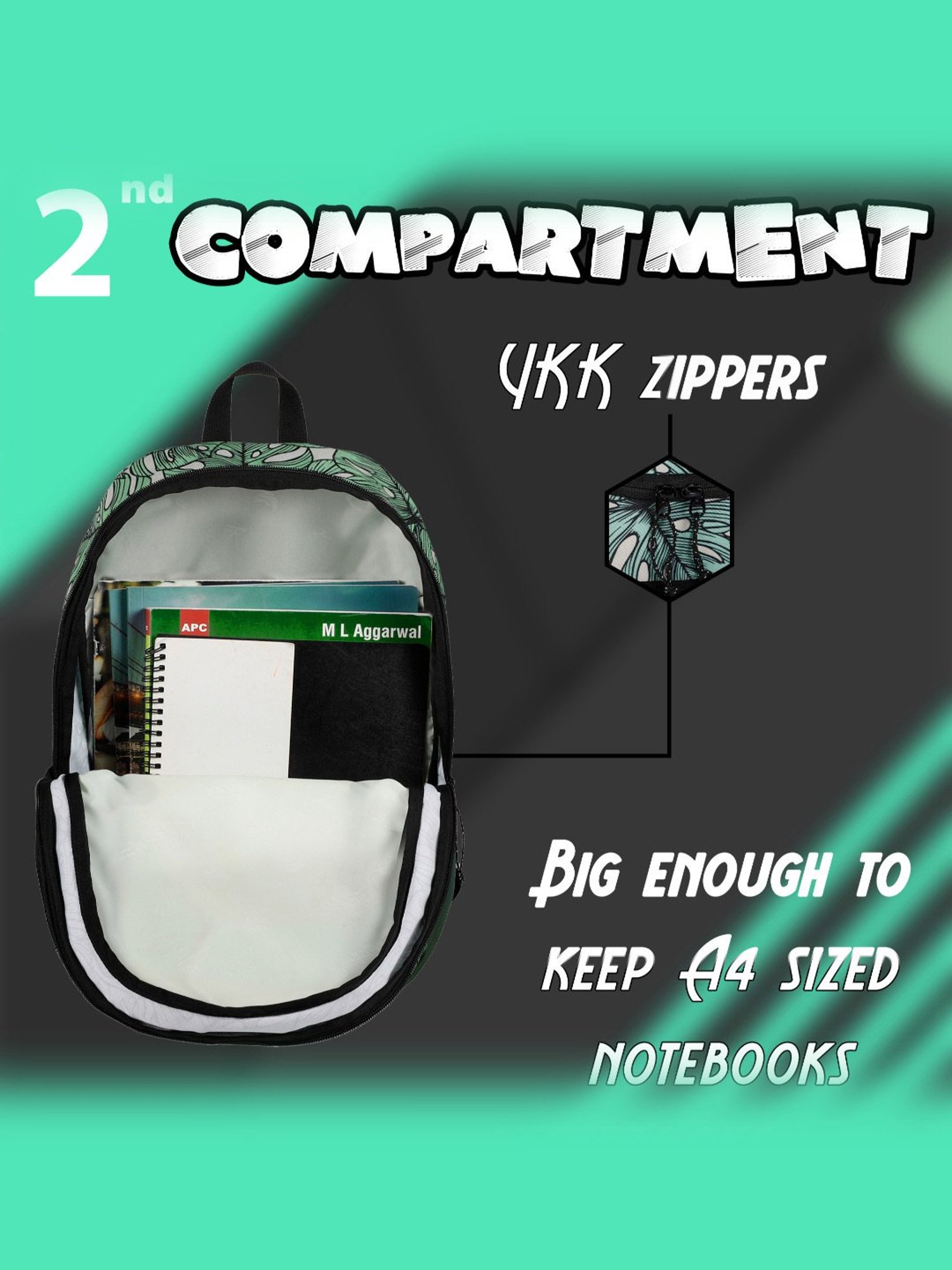 F Gear Nico Palm Green Black Printed Small Backpack