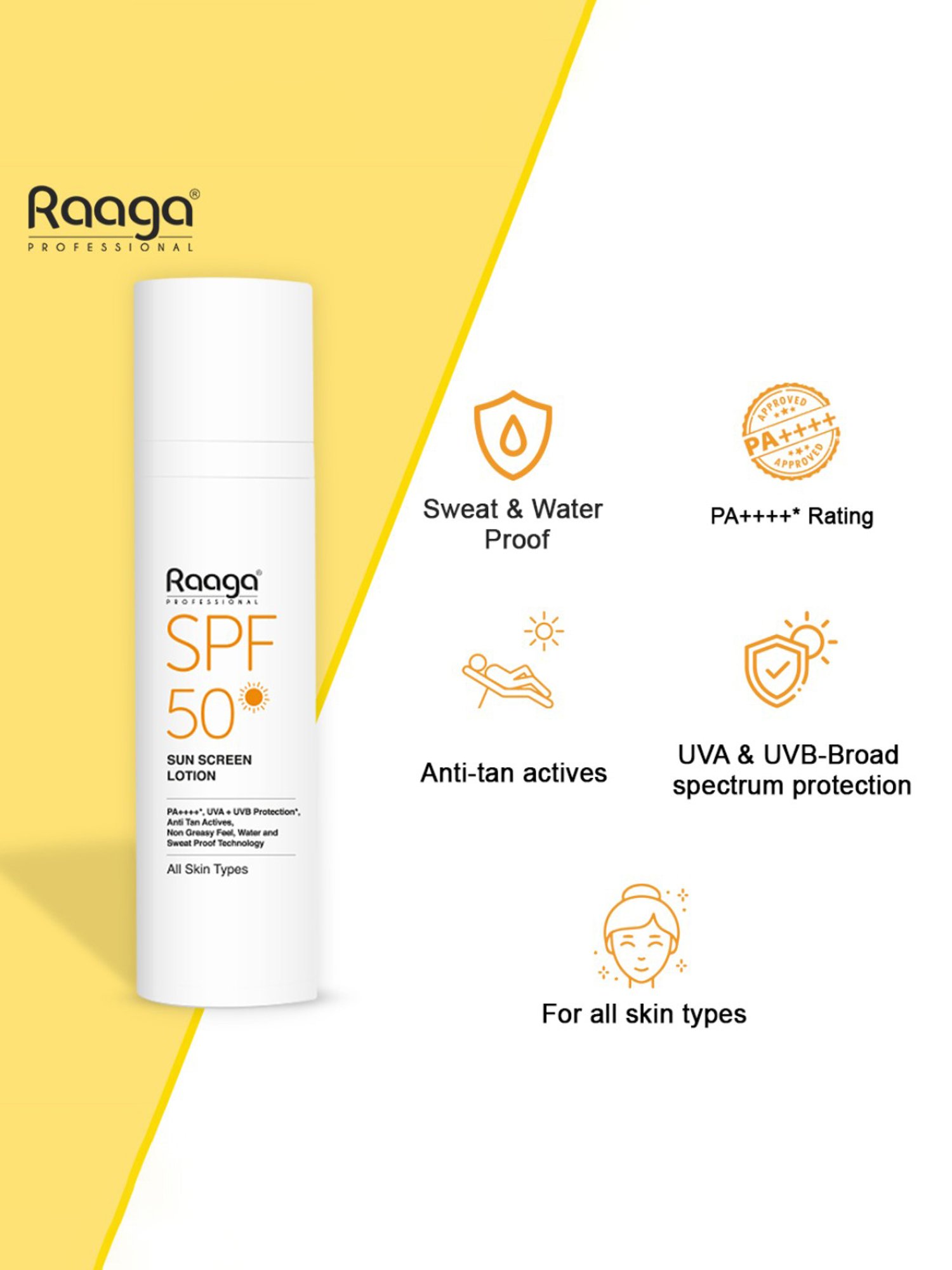 Raaga Professional Sun Screen Lotion SPF 50 PA++++ - 55 ml