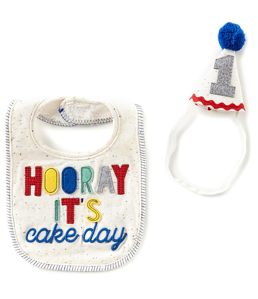 Mud Pie Baby Boys Hooray Birthday Bib & Hat Set