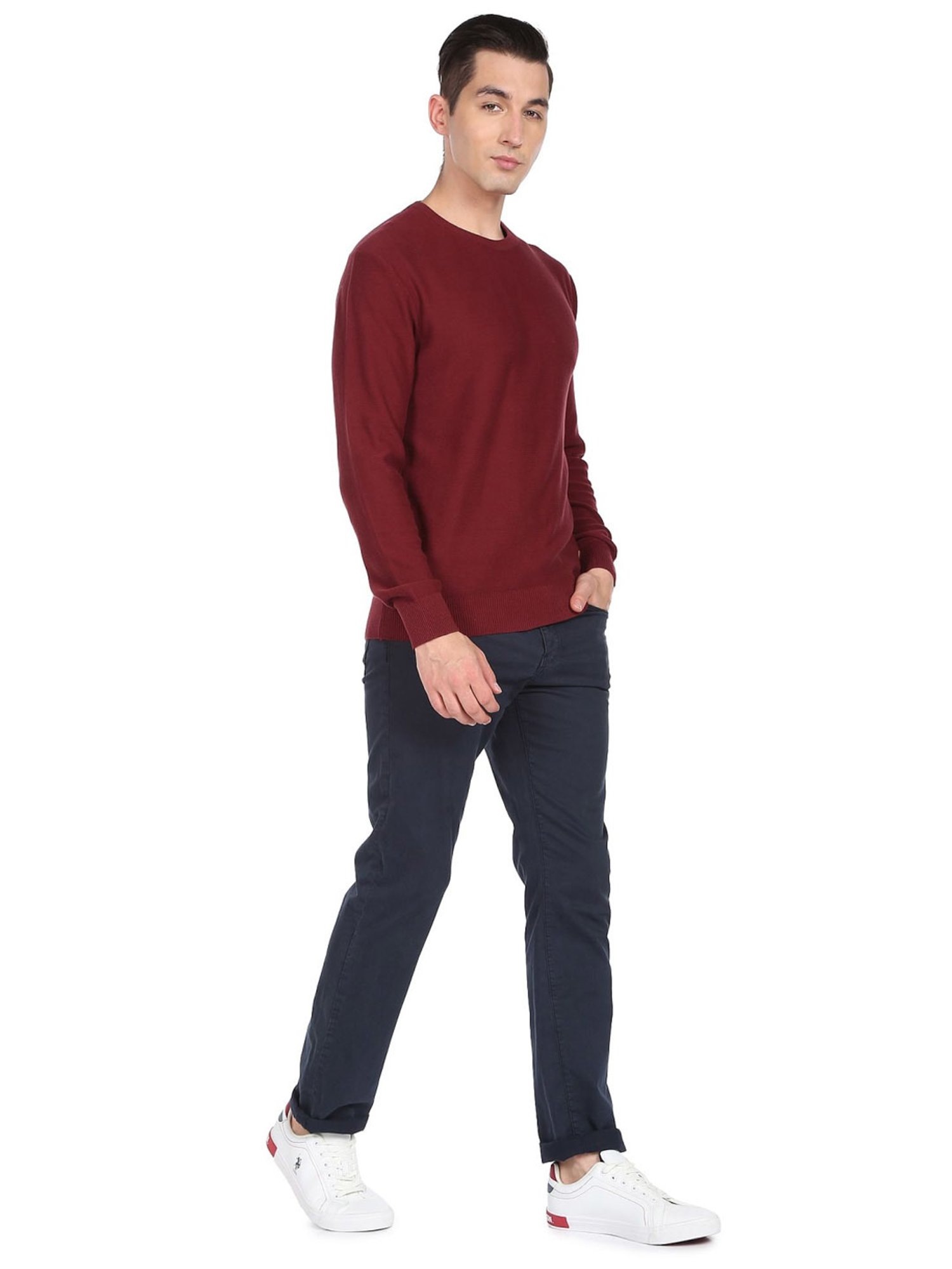 U.S. Polo Assn. Maroon Regular Fit Sweater