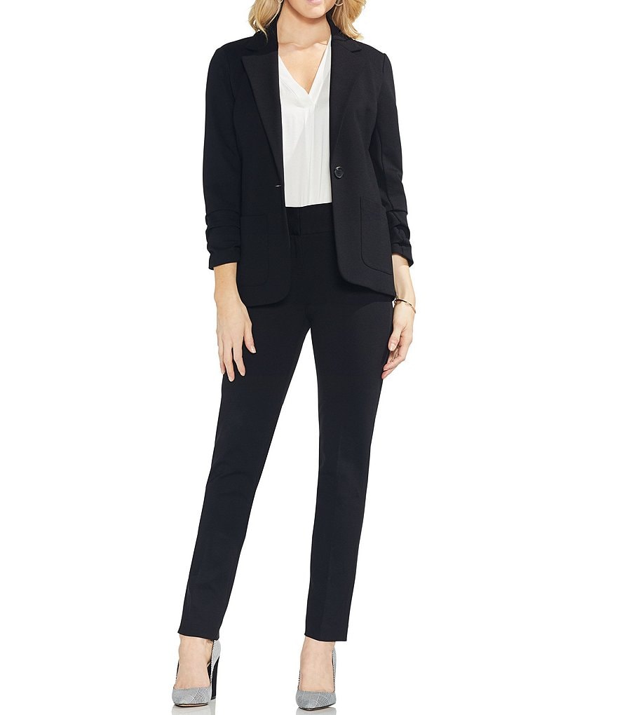 Vince Camuto Petite Size 3/4 Ruched Sleeve Notch Lapel Collar Neck Jacket