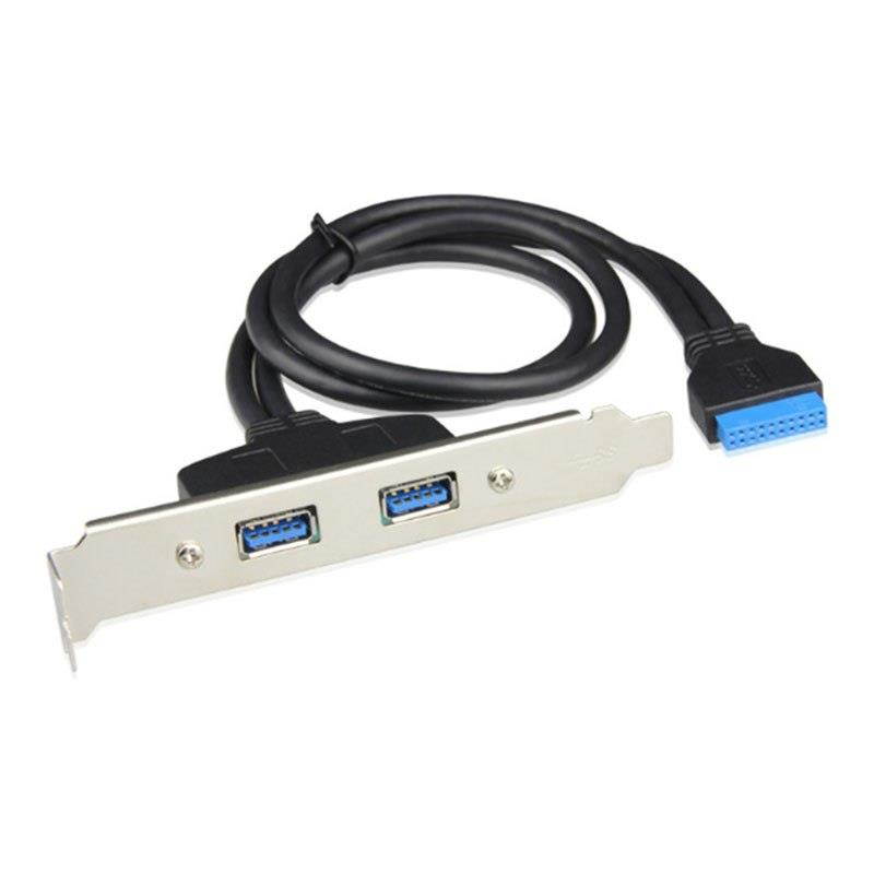 50cm Dual Port PCI Bracket Panel USB Cable 3.0 to Motherboard Mainboard 20 Pin Header Adapter Rear 20-Pins to 2 X USB A Female