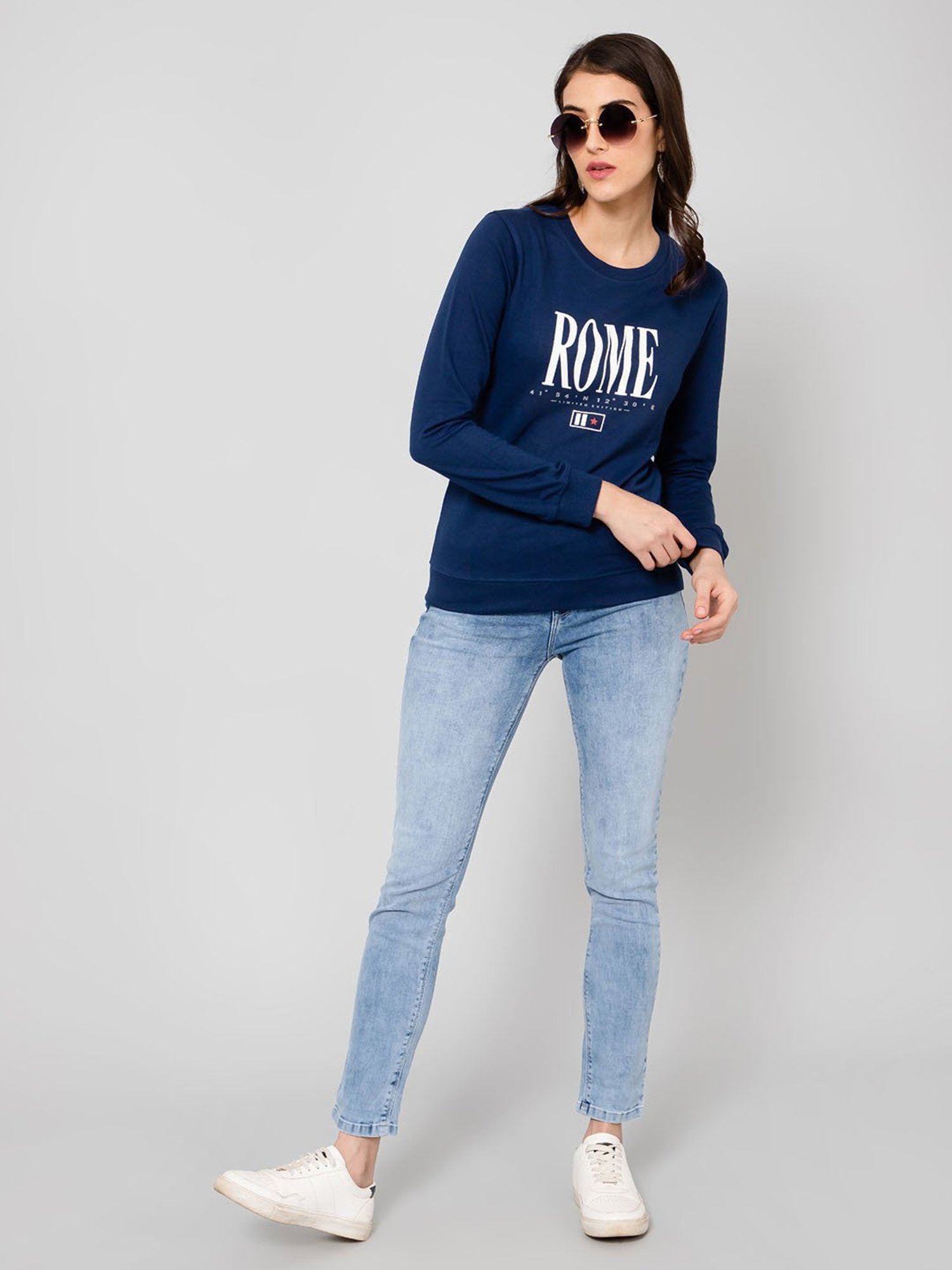 Crozo By Cantabil Navy Graphic Print Sweatshirt