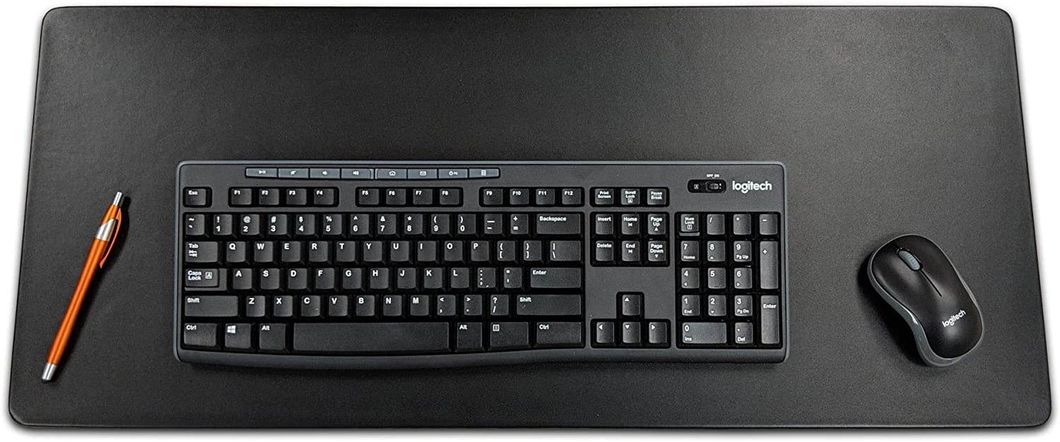 Dacasso Classic Leather Mouse/Keyboard Desk Pad Mat, 30 x 12.5, Black