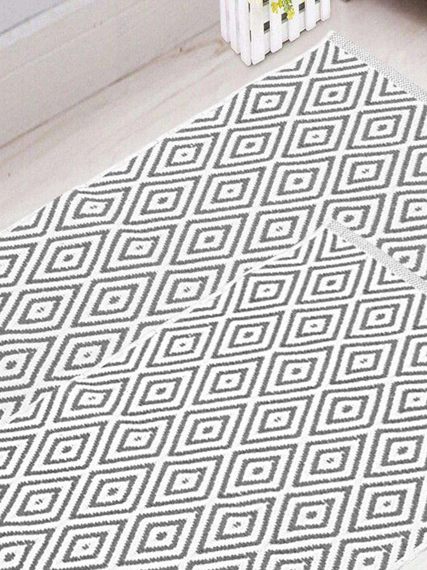 Saral Home Grey Cotton Multipurpose Floor Rugs - Set of 2