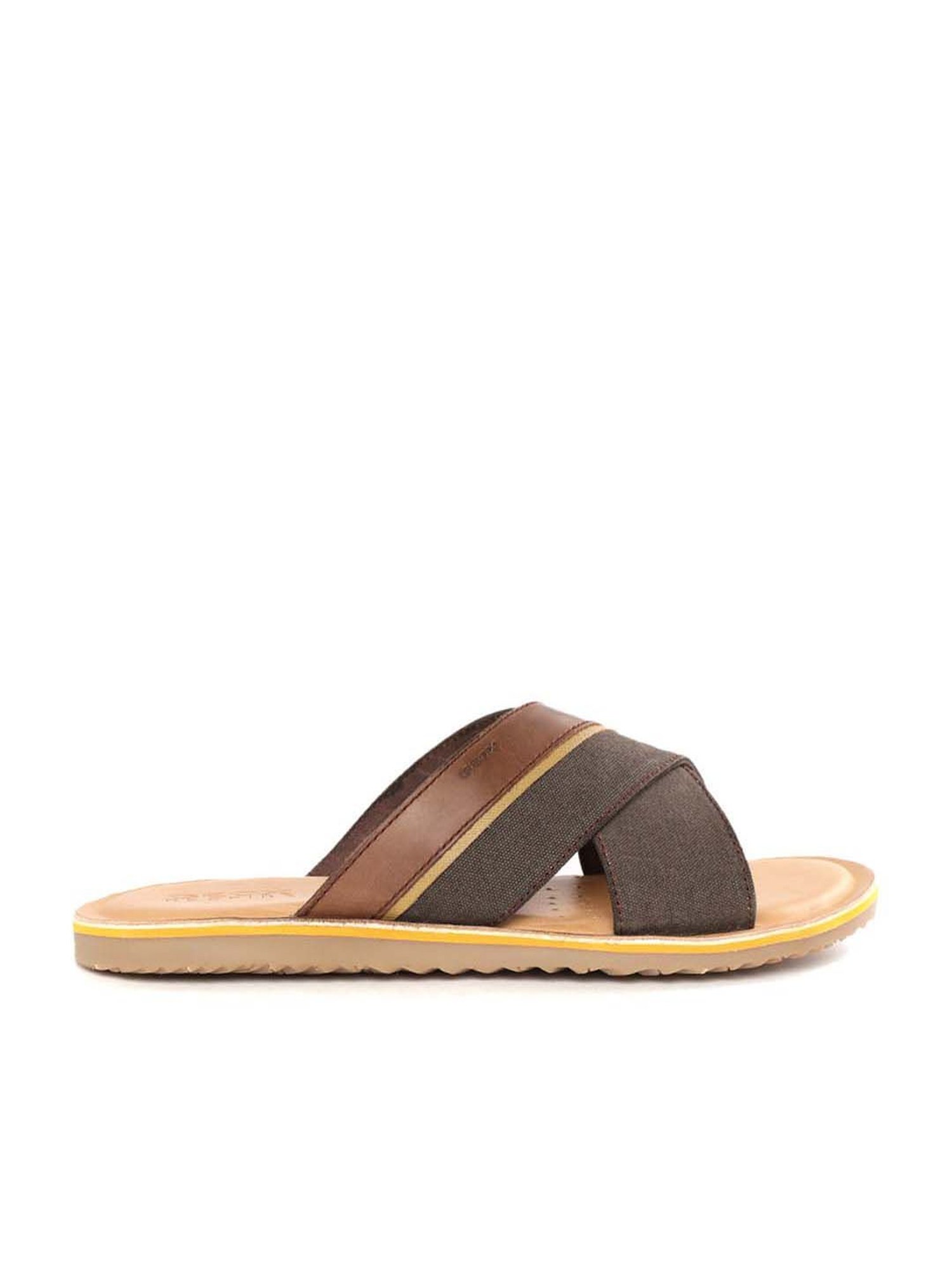 Geox Men's Coffee Brown Cross Strap Sandals
