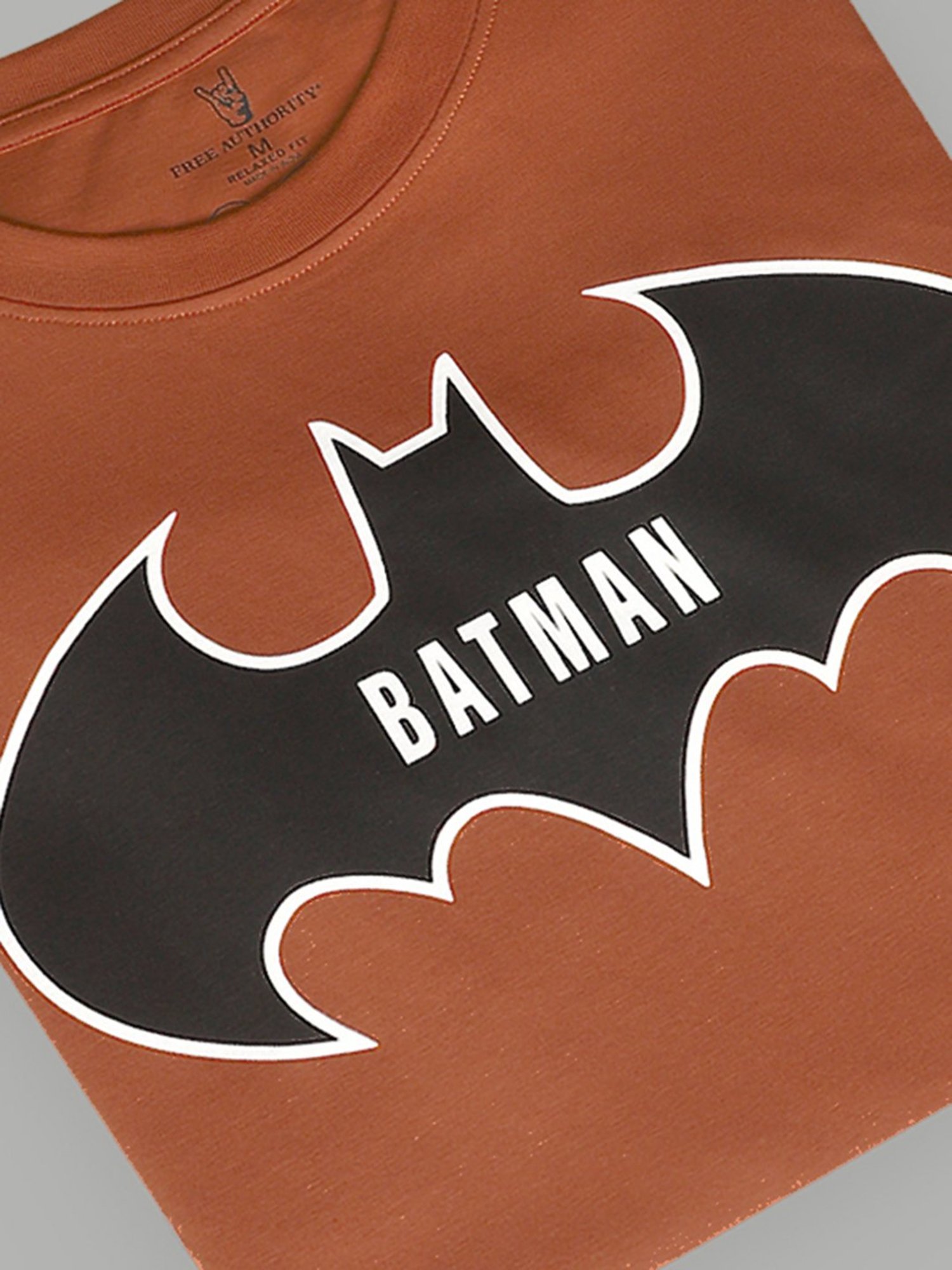 Free Authority Navy & Brown Regular Fit Dc Comics Printed Crew T-Shirt - Pack of 2