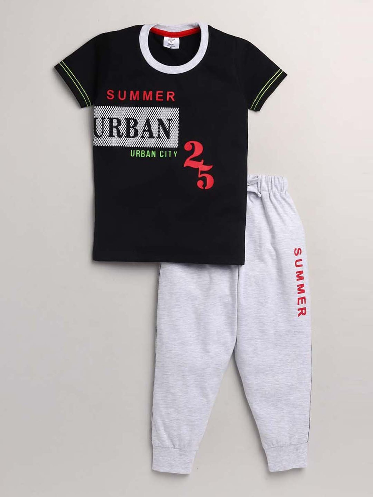 Todd N Teen Kids Black Cotton Printed T-Shirt & Joggers