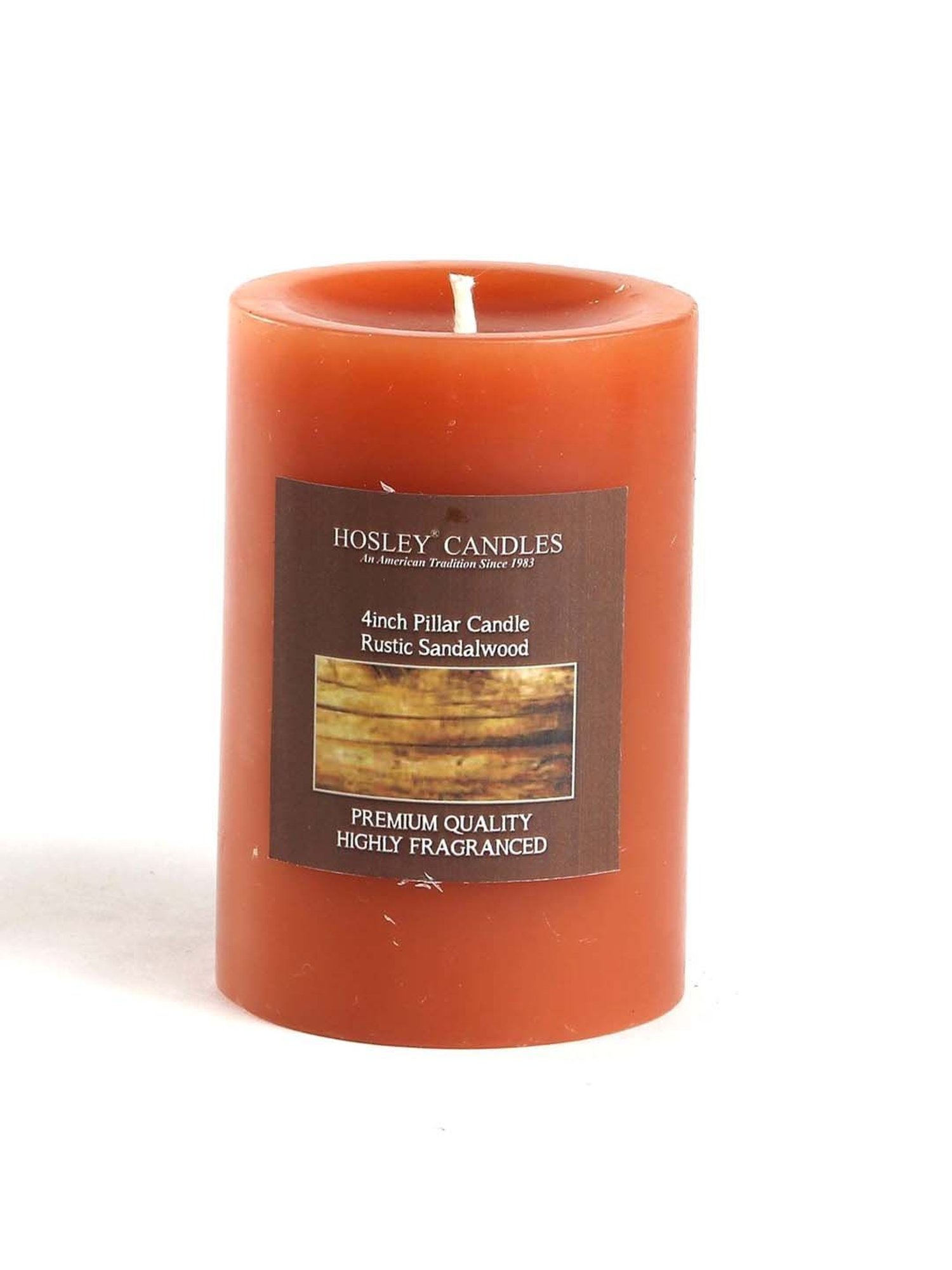 HOSLEY Brown Wax Pillar Candle - Set of 3