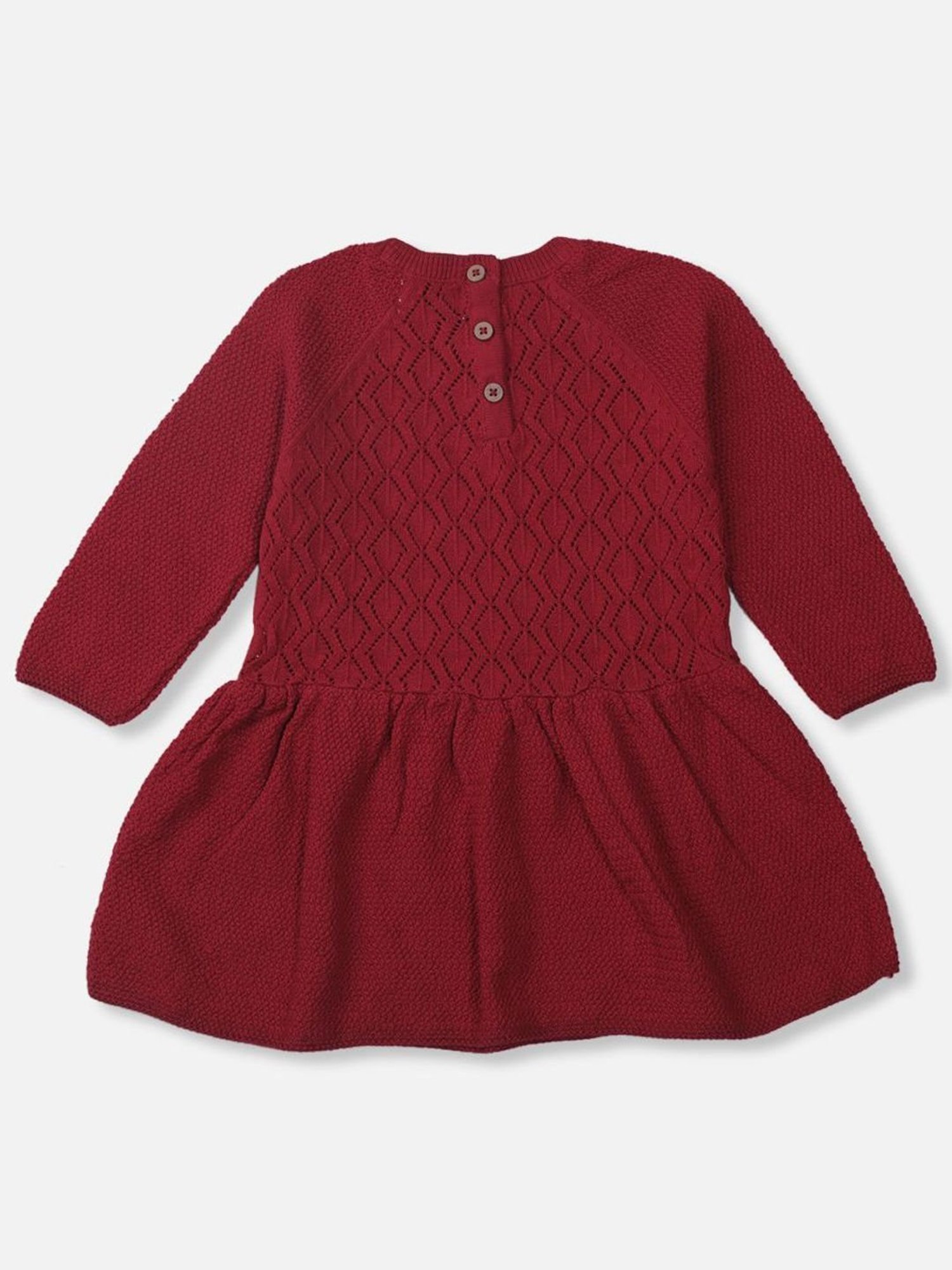 Gini & Jony Kids Red Cotton Full Sleeves Dress