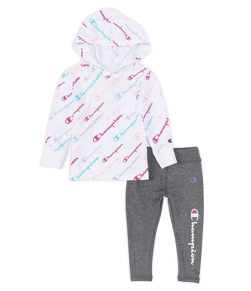 Champion Baby Girls 12-24 Months Long-Sleeve Repeat Logo Hooded Tee & Leggings Set