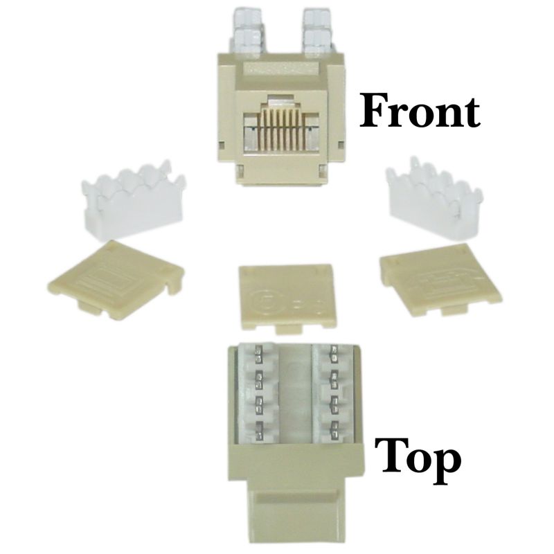 Cable Wholesale Cat 5e Keystone Jack, Beige / Ivory, RJ45 Female to 110 Punch Down