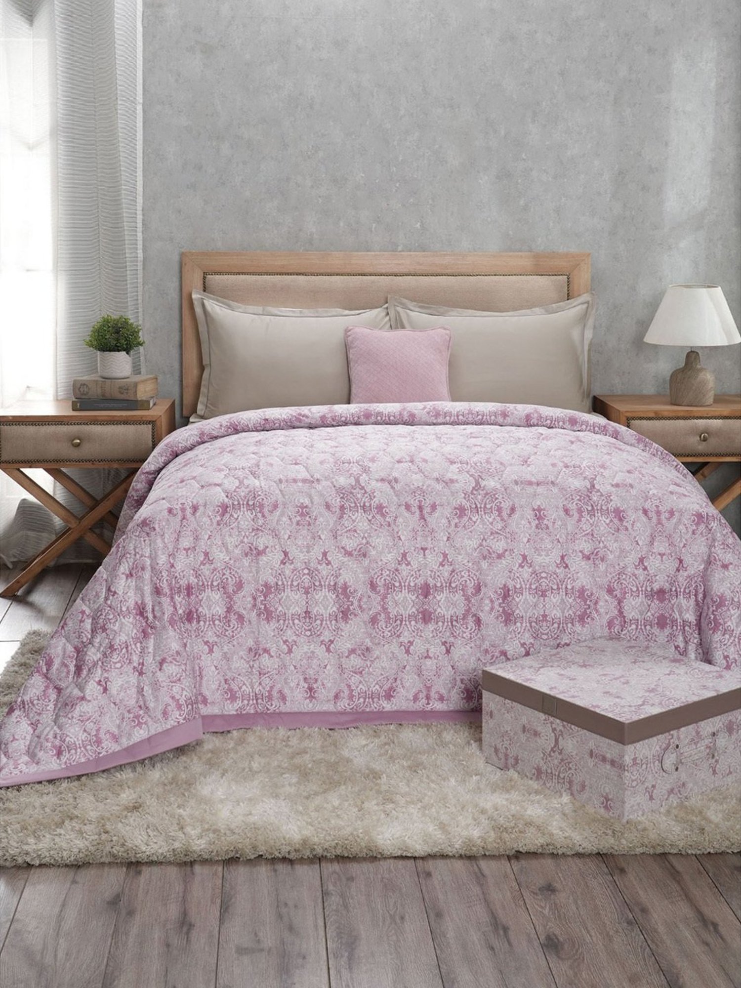 Maspar Vincent Green & Blue Cotton 120 TC Reversible Quilt - Set of 1