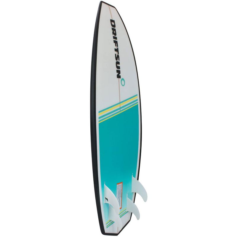 Driftsun 4 Ft 6 In Beginner to Intermediate Wave Riding Throwdown Wakesurf Board with 4 Removable Futures Fin Box and Full Natural Stringer