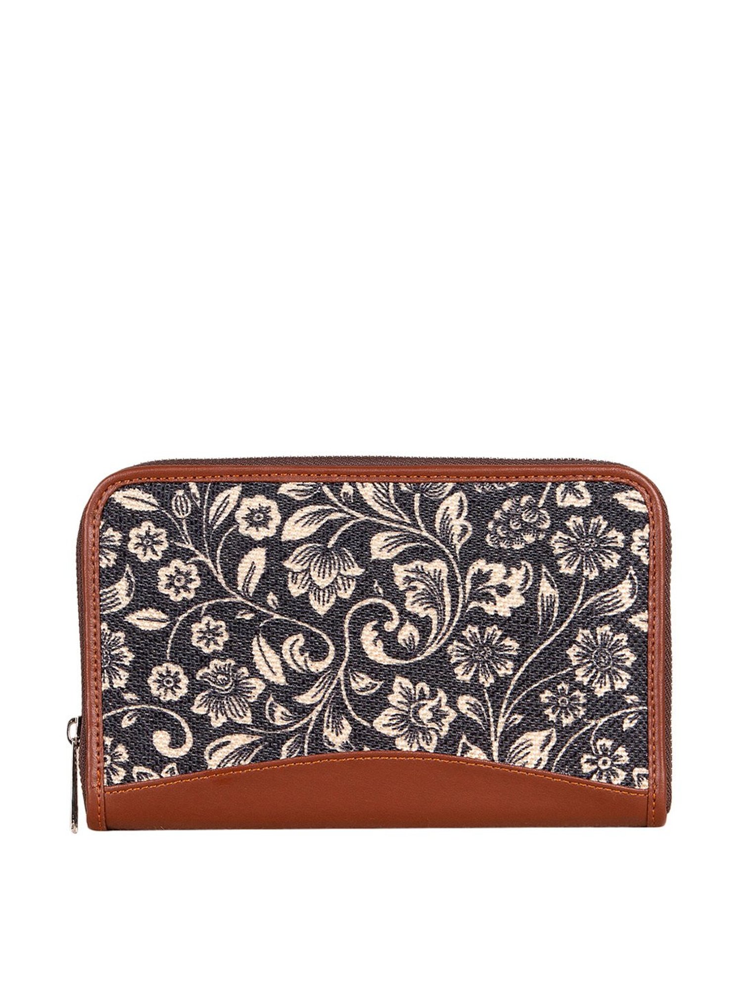 ZOUK Black Printed Zip Around Wallet for Women