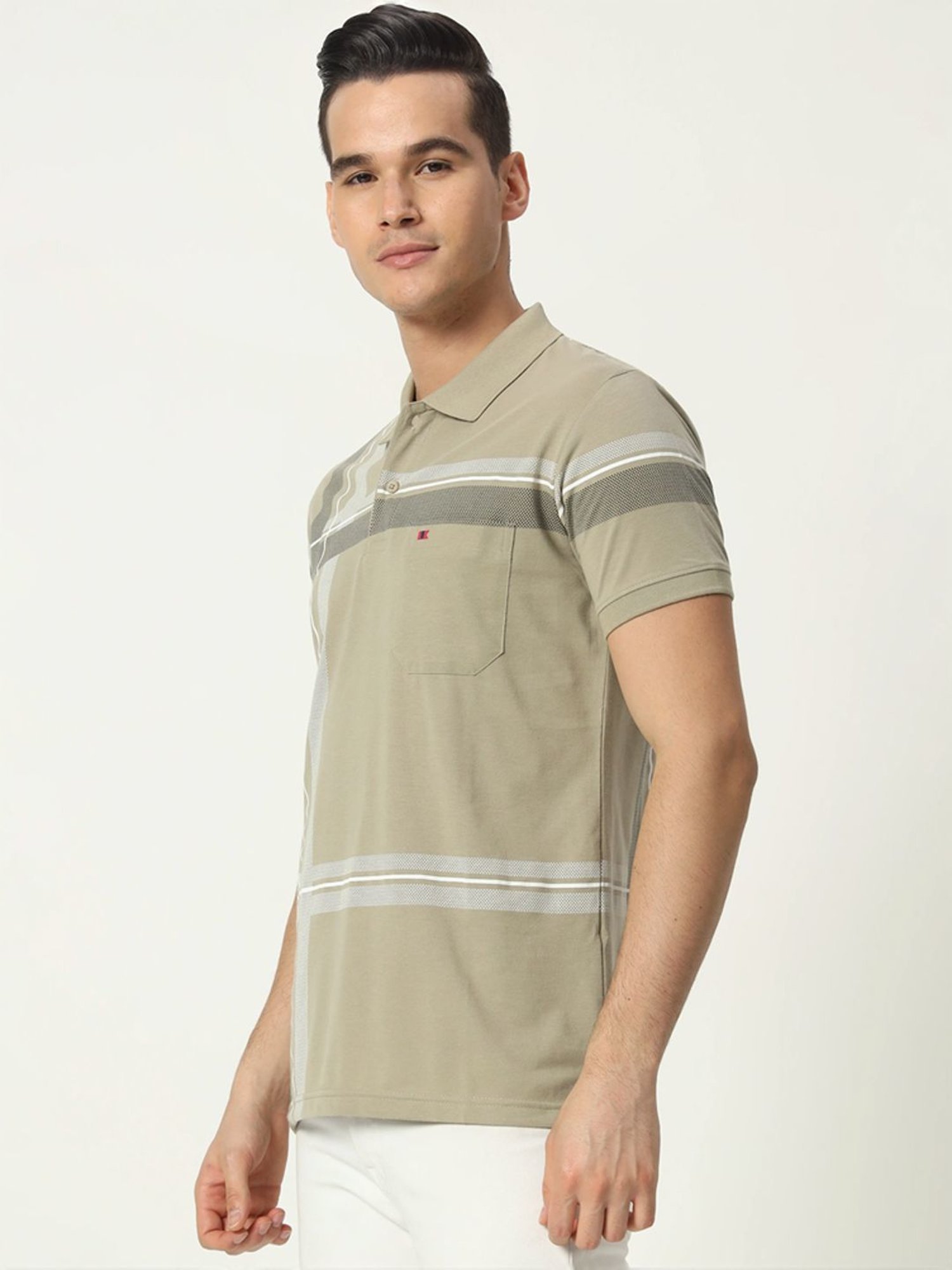Tab91 Green Regular Fit Checks Polo T-Shirts