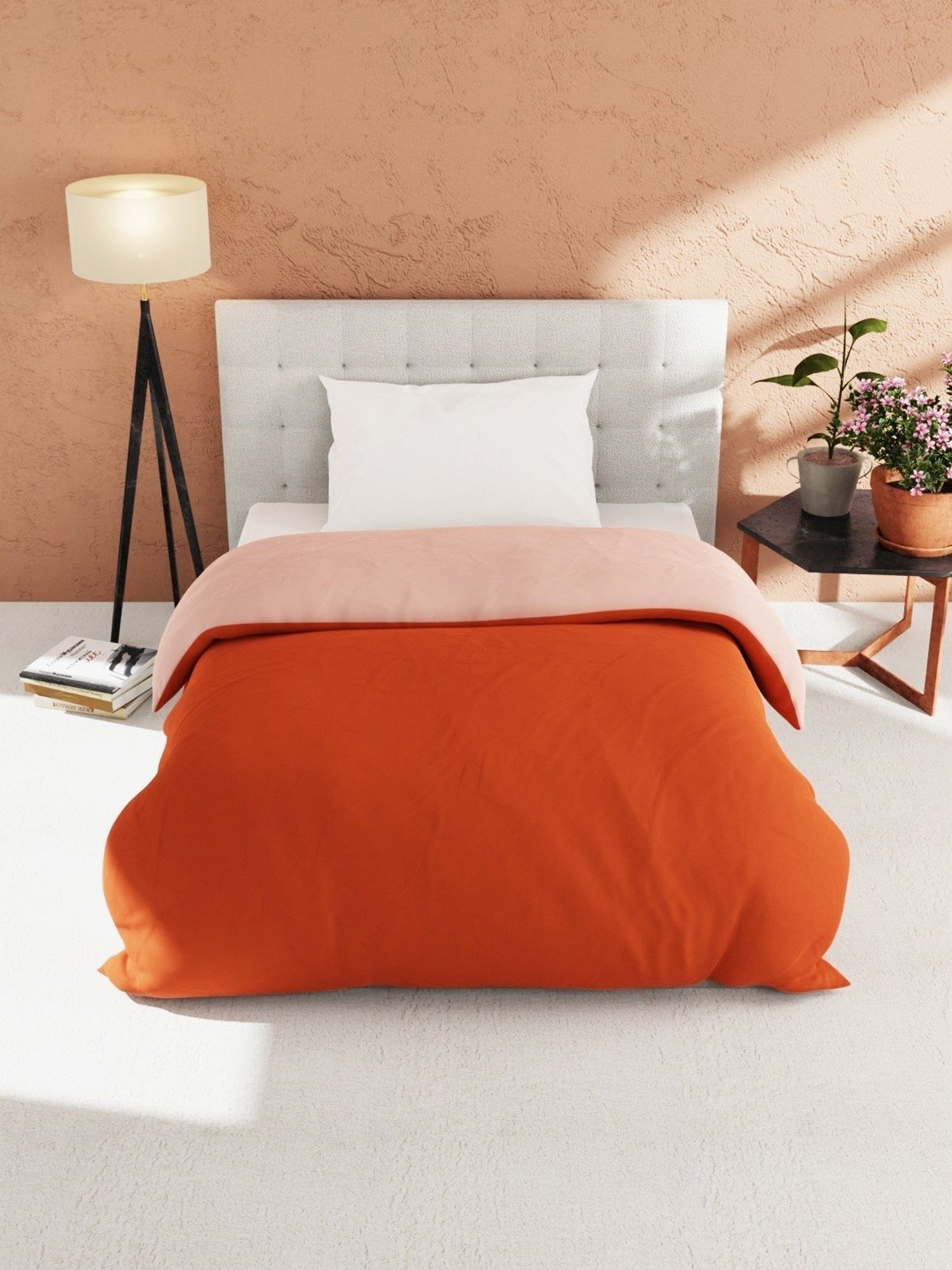 Bianca Ultra Soft Rust & Orange 152 TC Micro Fabric Single Reversible Comforter For All Weather