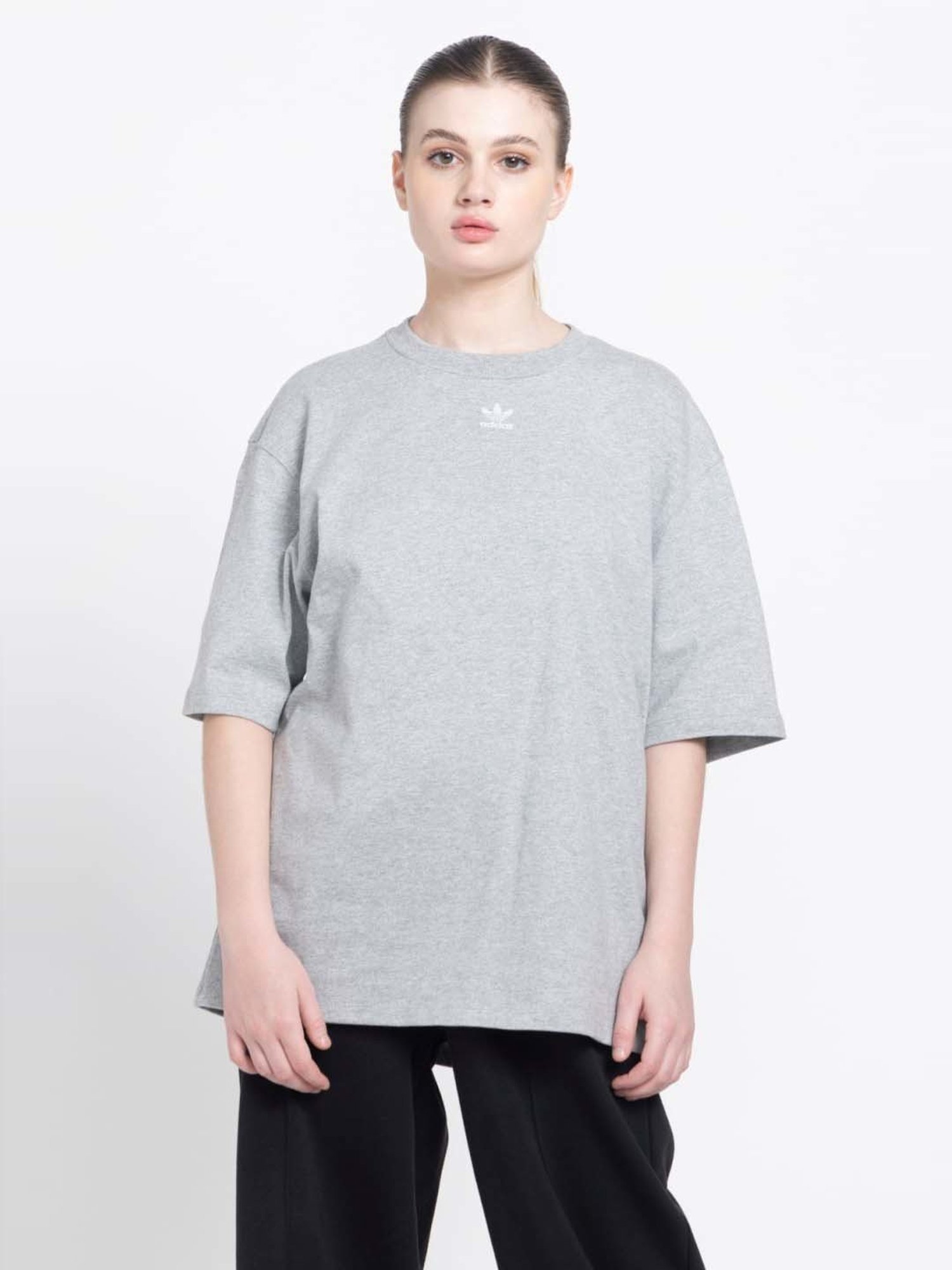 Adidas Originals Grey Cotton Oversized T-Shirt
