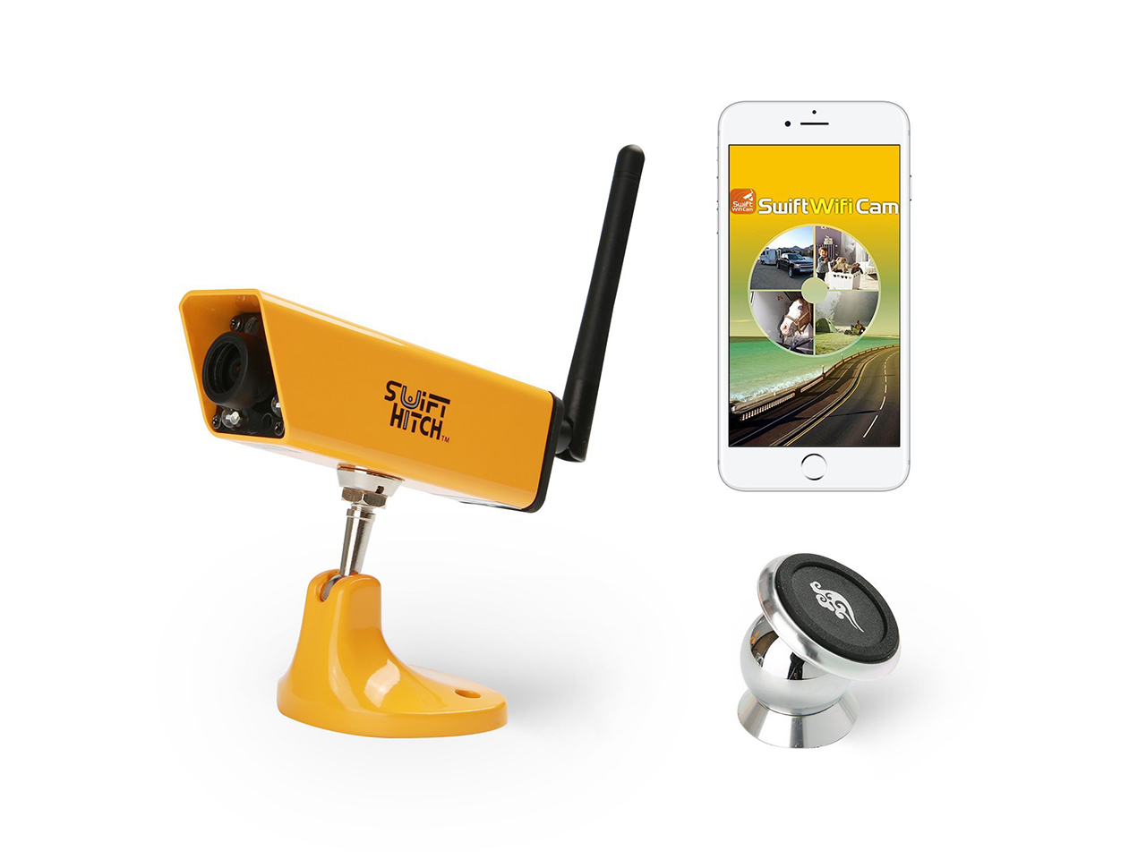 SWIFT HITCH SH04 200 feet Waterproof Digital Portable Wireless Backup Camera System with Magnetic base IOS/Andriod Device Supported for Tight Dark Space for RV/5th Wheel Campers/Enclosed Cargo Trailer