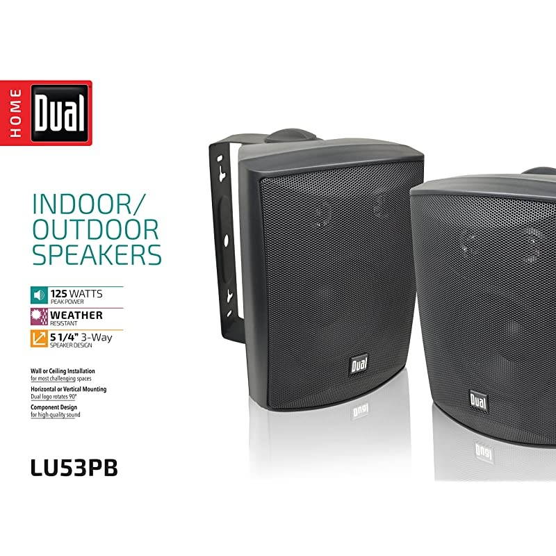 LU53PB 3Way High Performance Outdoor Indoor Speakers with Powerful Bass | Effortless Mounting Swivel Brackets | All Weather Resistance | Expansive Stereo Sound Coverage | Sold in Pairs