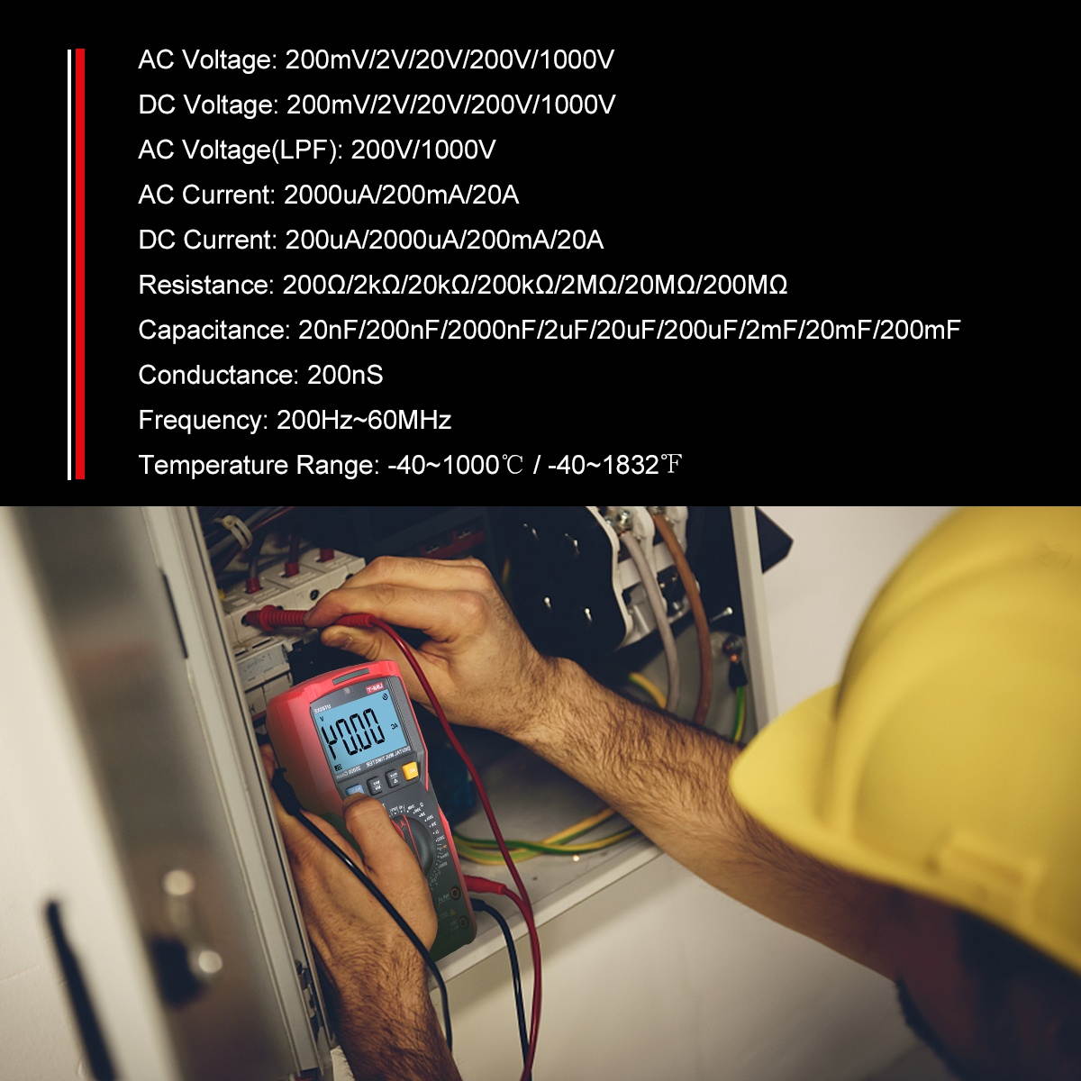 UNI-T UT89XE 2.8-inch LCD Digital Multimeter 20000 Counts True RMS Portable High Precision Universal Tester Voltmeter Ammeter LPF Ohm Volt Amp and Diode & Continuity Temperature Tester 1000V Voltage