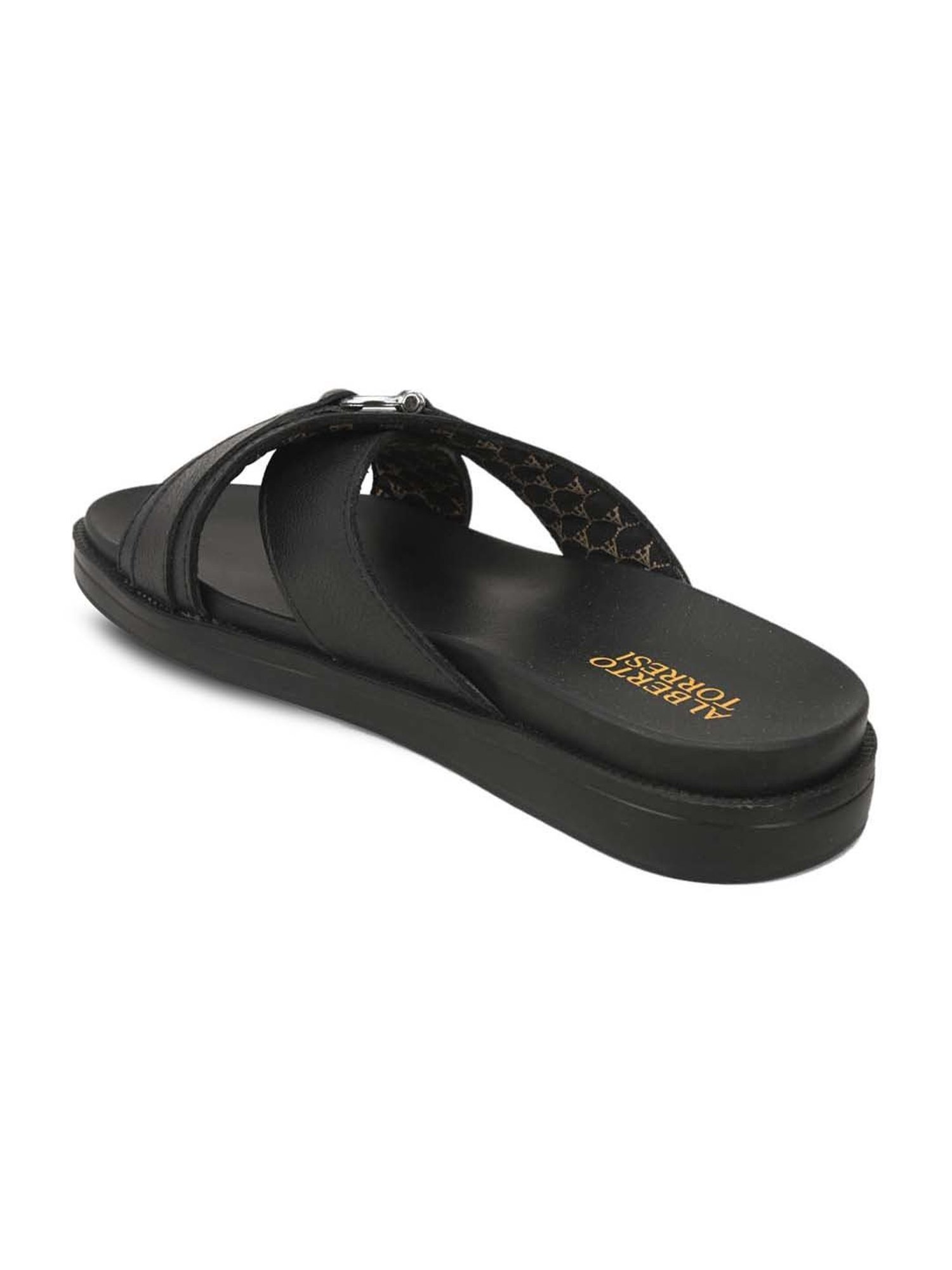 Alberto Torresi Men's Black Cross Strap Sandals