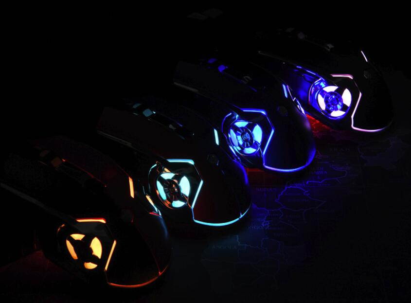 Ajazz AJ120 Gaming Mouse USB Wired Mouse Macro Programming 6-Key Customized 1000/1600/2400/3200DPI Mouse for Gamer Home Office(Red/Black)