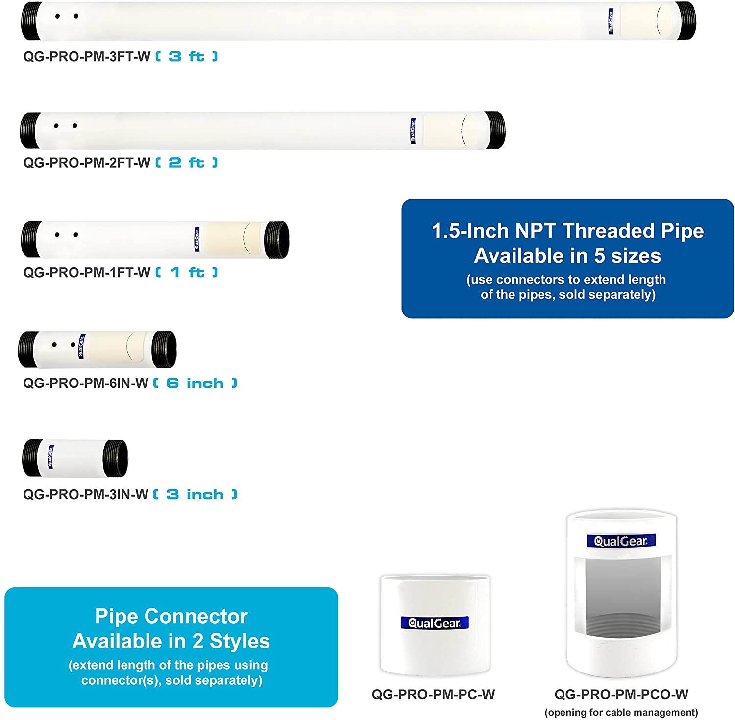 QualGear QG-PRO-PM-VCA-W Pro-AV Suspended Ceiling Adapter for 1.5", 6" X2', Adjustable Projector Accessory