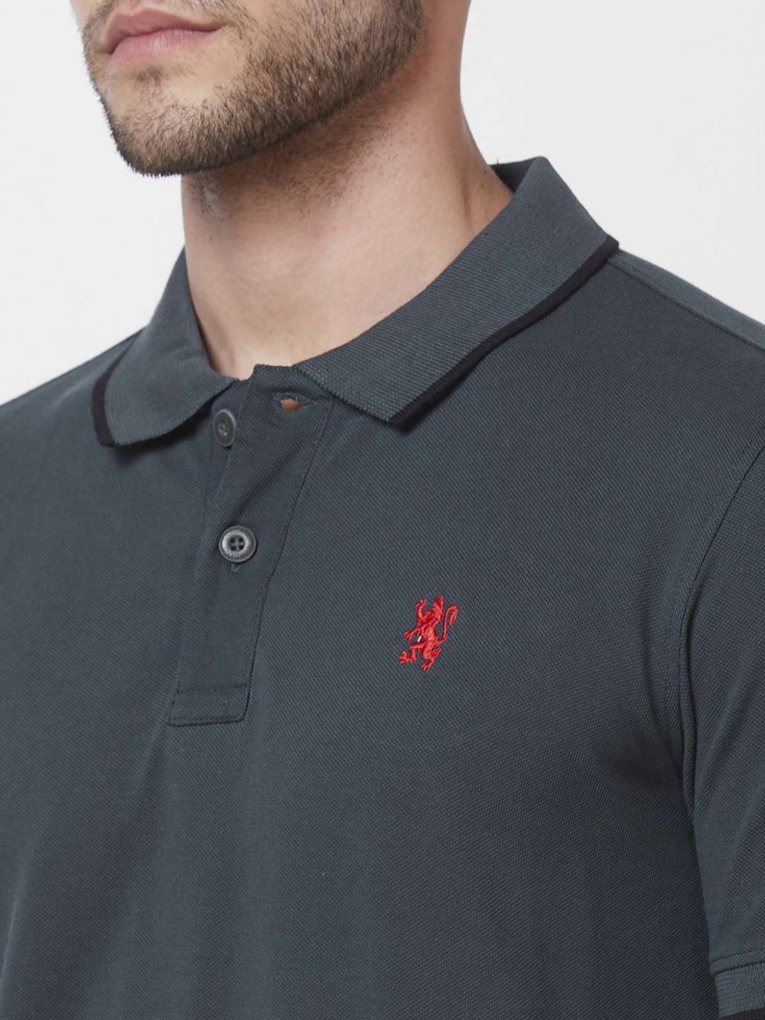 Giordano Sea Green Cotton Slim Fit Polo T-Shirt