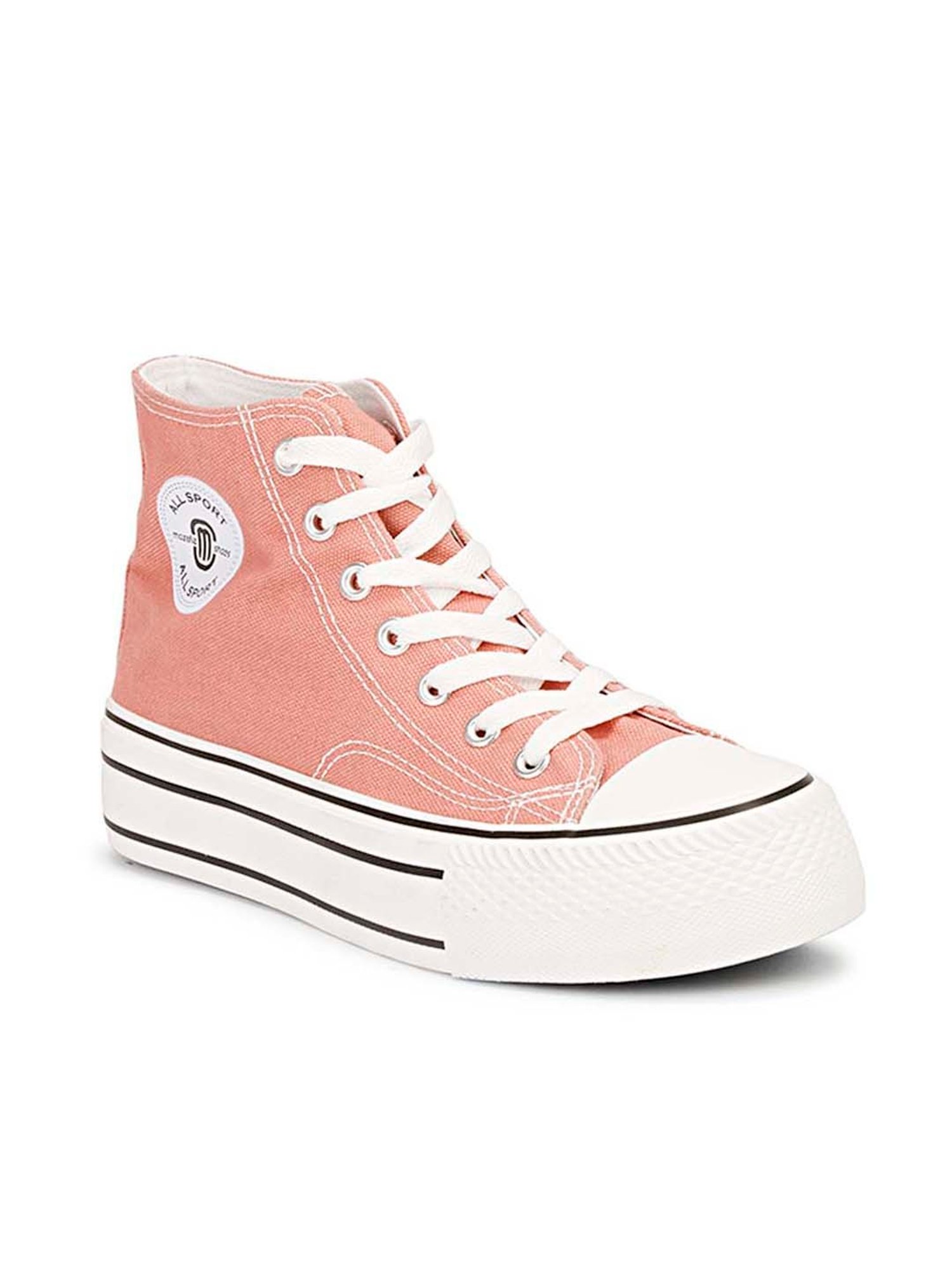 Mozafia Women's Nude Pink Ankle High Sneakers
