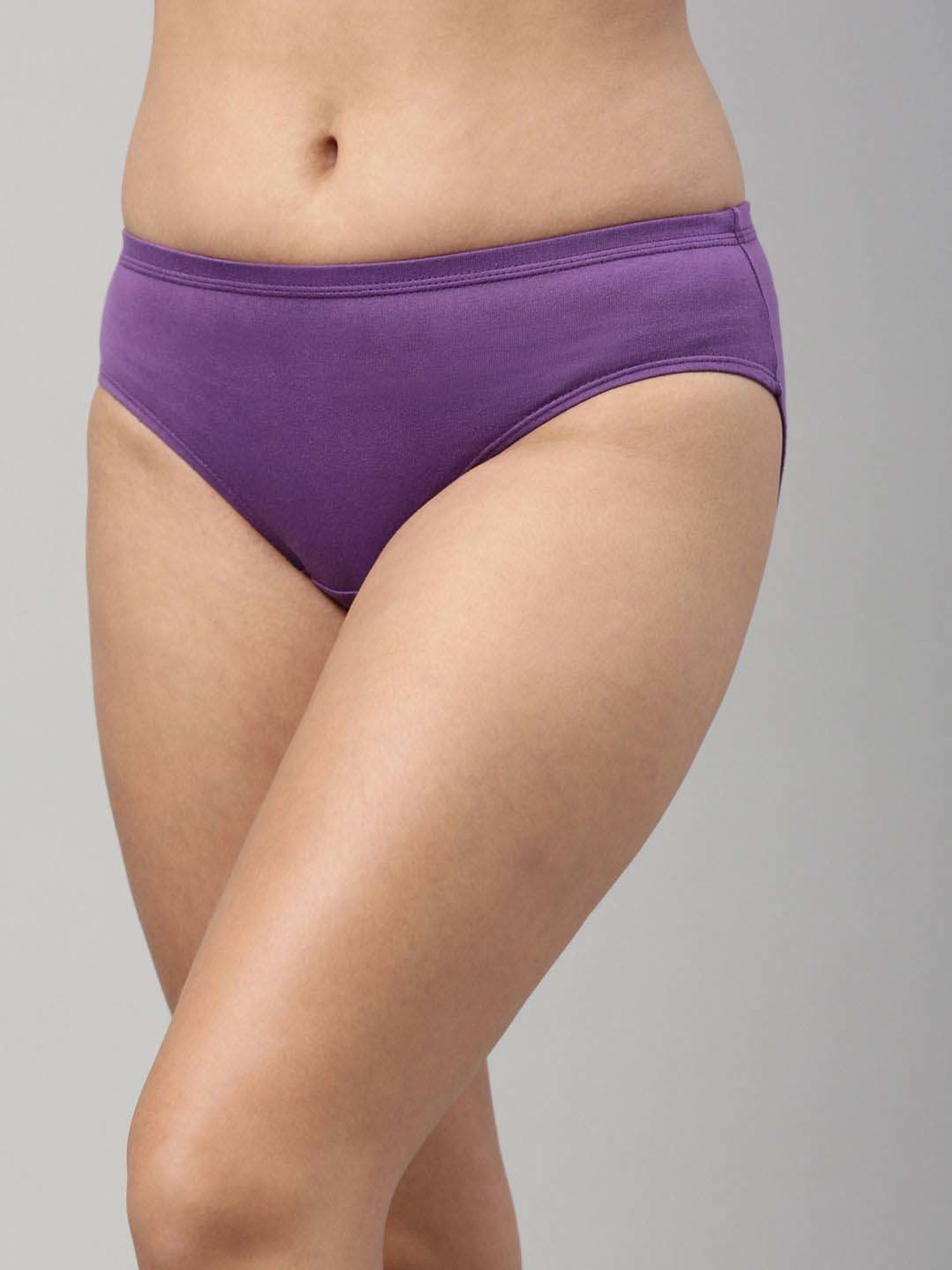 FEELINGS Green & Pink Cotton Plain Hipster Panties - Pack of 6