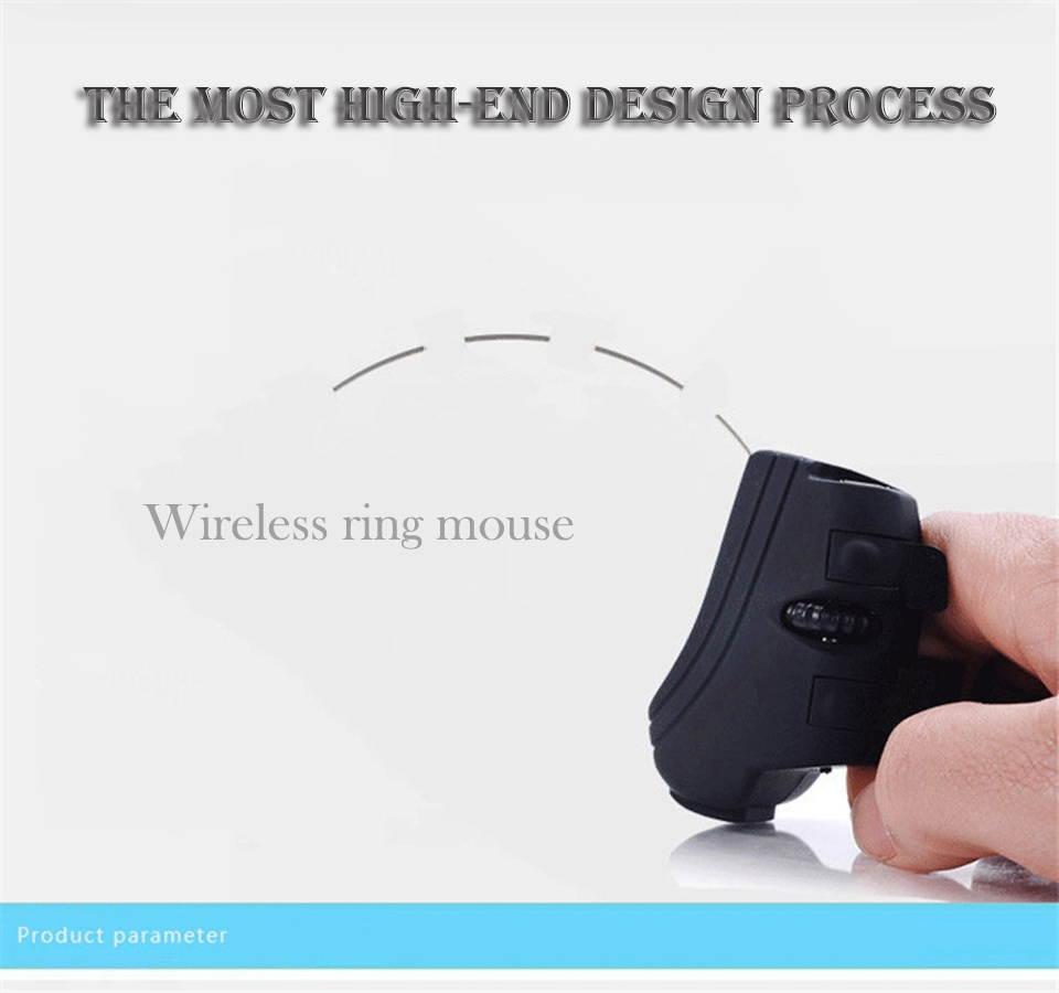 Black 2.4GHz USB Finger Wireless Optical Mouse Portable 2.4Ghz Wireless Rechargeable Finger Ring Mice For PC Laptop Computer