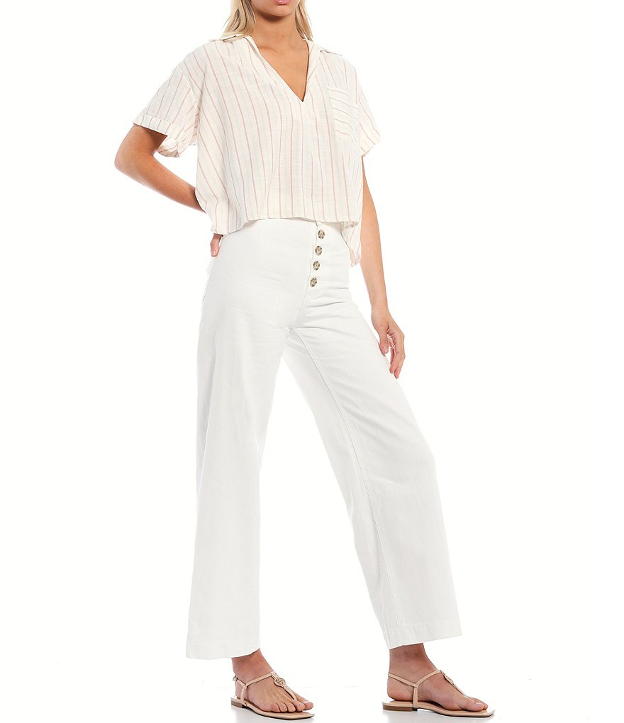 Every Button Front Wide Leg Relaxed Jeans