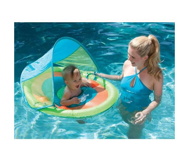 SwimWays 11649 Baby Spring Float Activity Center with Sun Canopy, Green Fish