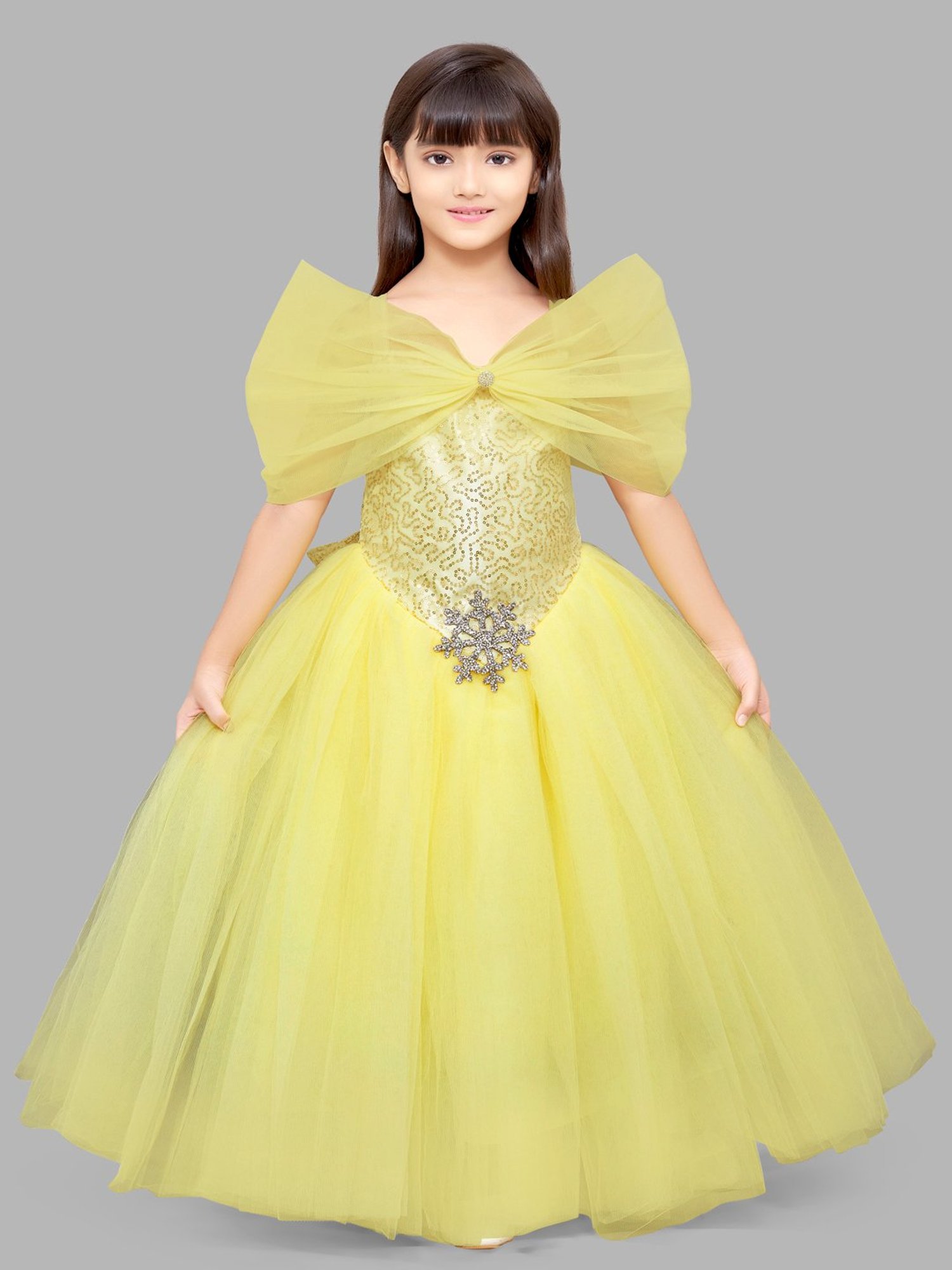 Pink Chick Kids Yellow Embellished Gown