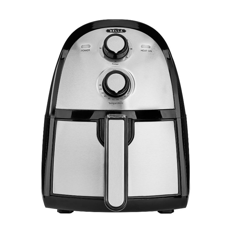 Bella 14752 Innovative Large 2.6 Quart Capacity High Powered 1500 Watt Circular Heat Technology Home Air Fryer, Stainless Steel