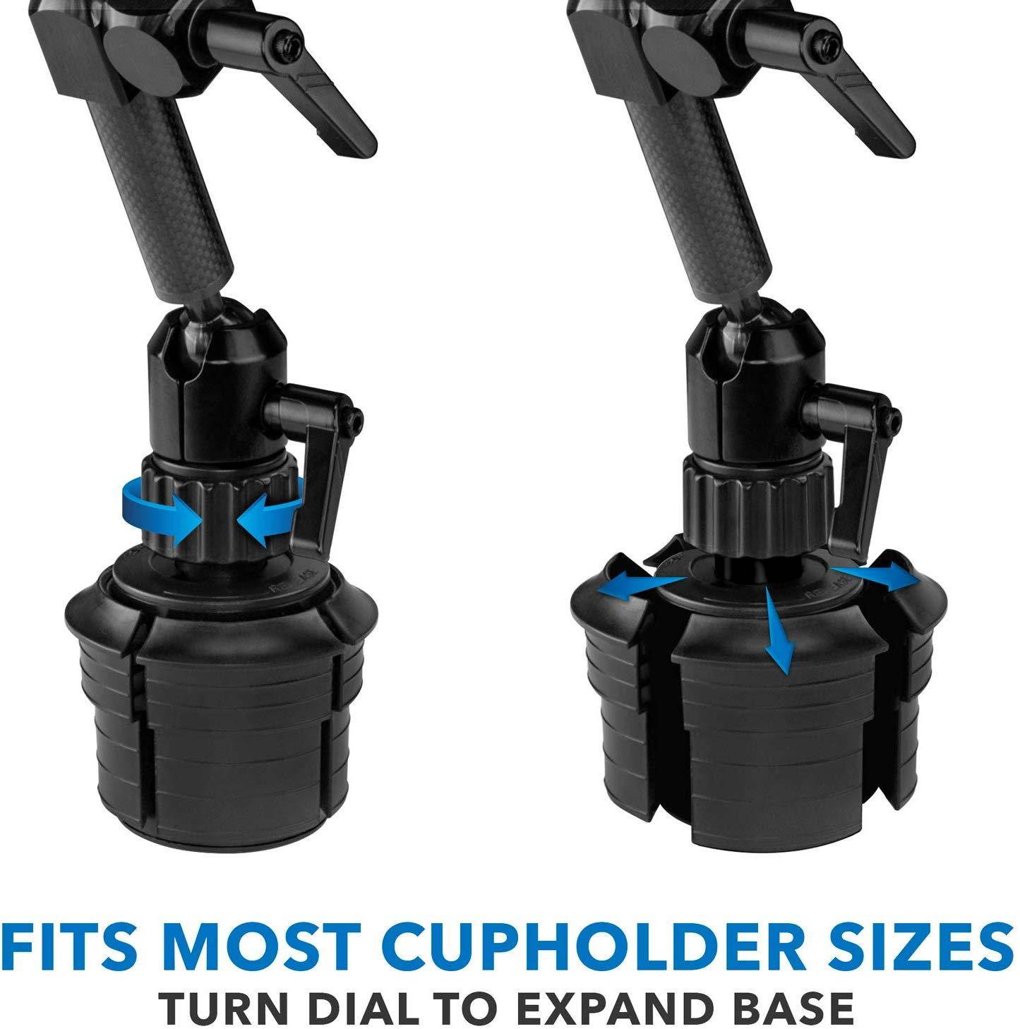 Mount-It! Premium Cup Holder Tablet Mount for Cars - Tablet ELD Mount - Heavy Duty Carbon Fiber Tablet Mount for iPad, Galaxy & Fire Tablets (MI-7321)