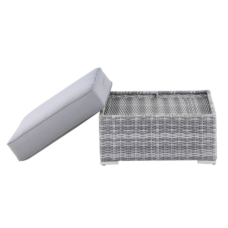 Newbury Premium Grade A Teak Wood Patio Ottoman White - Modway