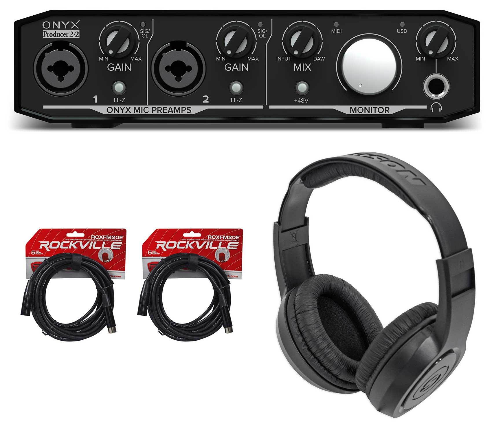 Mackie Onyx Producer 2.2 USB MIDI Recording Studio Interface+Headphones+Cables