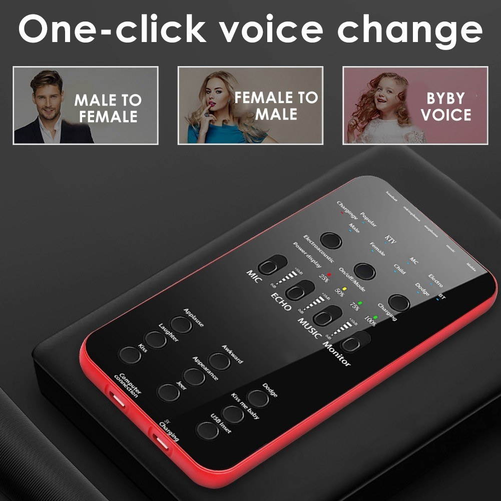 E6 Sound Card for Cell Phone PC Broadcast Sound Card External USB Live Sound Card Singing Equipment