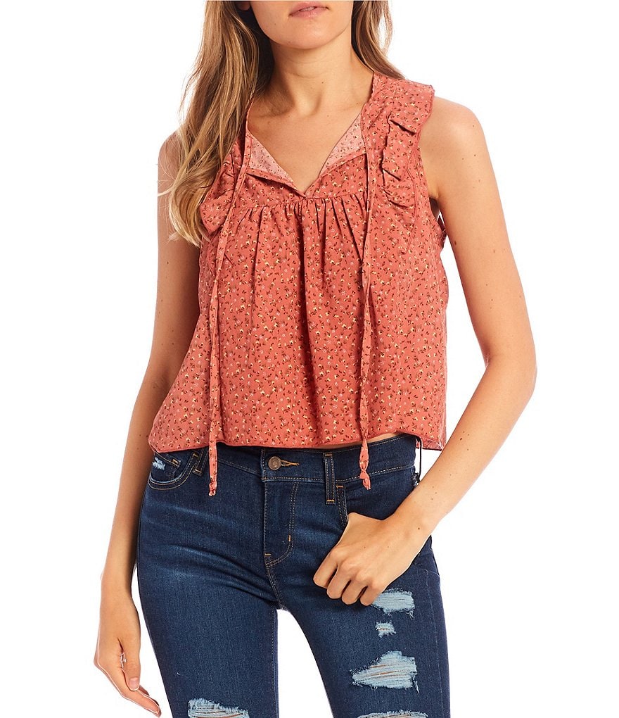 Originality Floral Flutter Sleeve Top