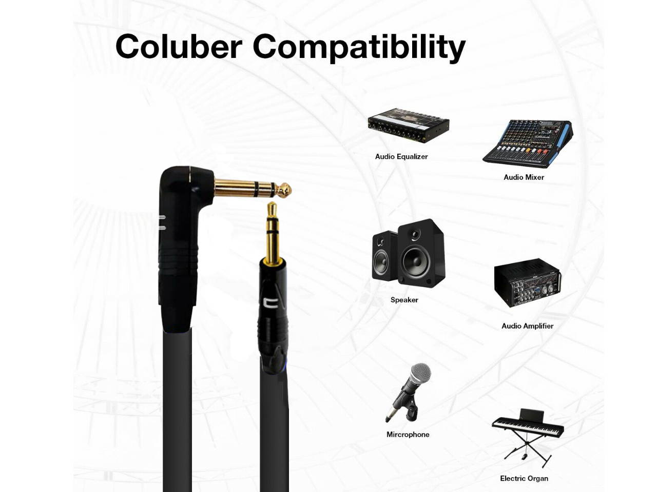 Right Angle 1/4" TRS to 3.5 Balanced Cable Custom Length, Color Stereo Connector